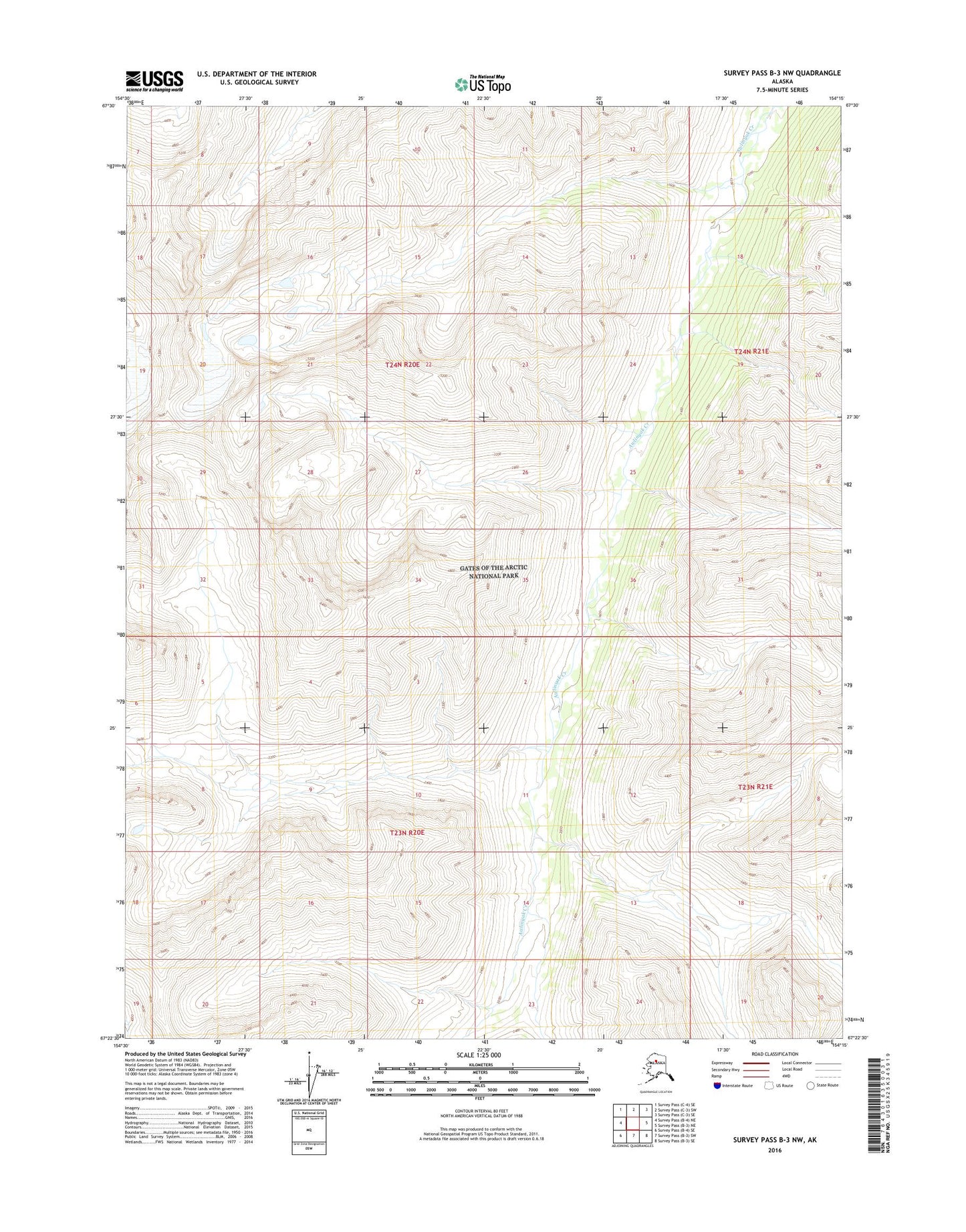 Survey Pass B-3 NW Alaska US Topo Map Image