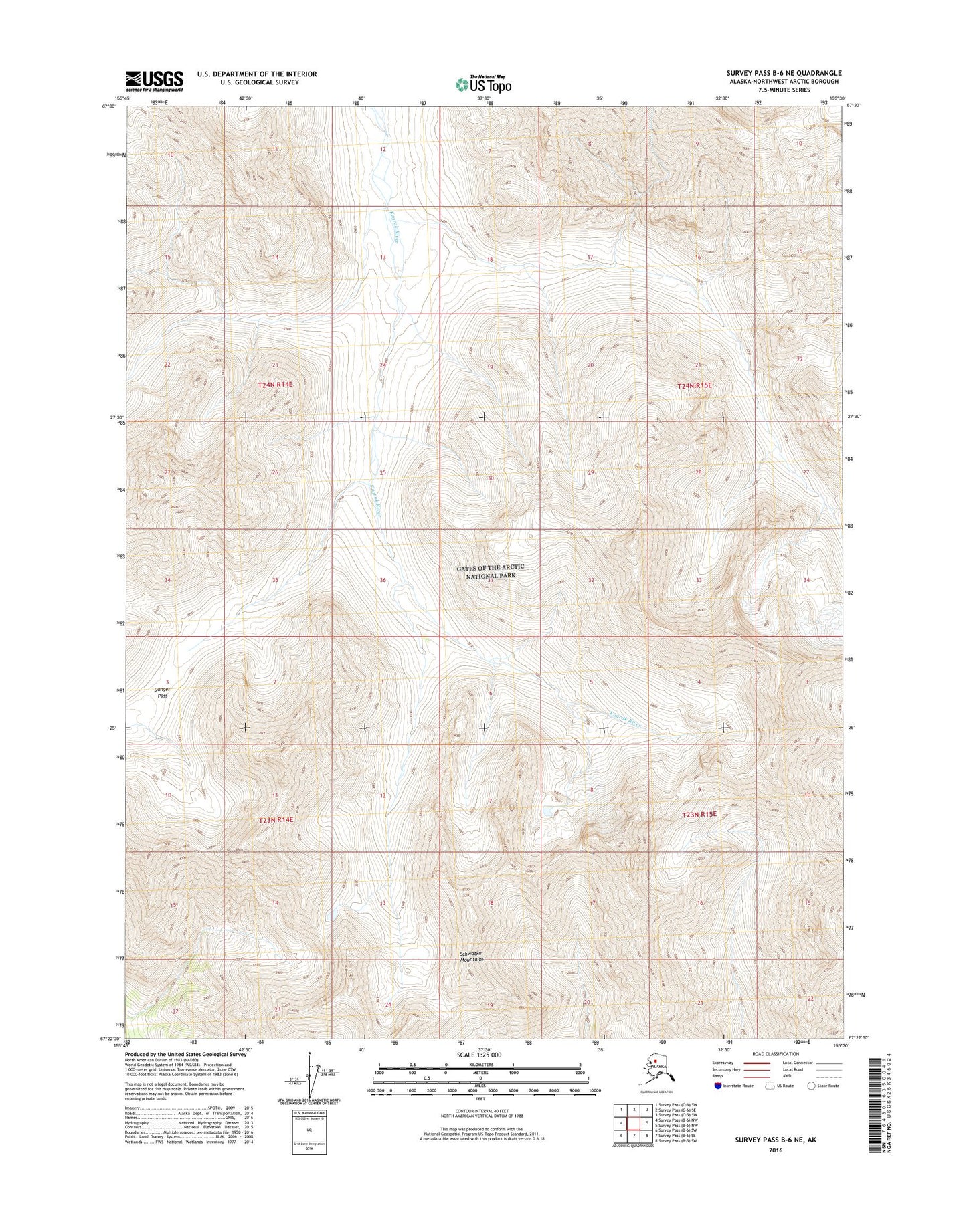 Survey Pass B-6 NE Alaska US Topo Map Image