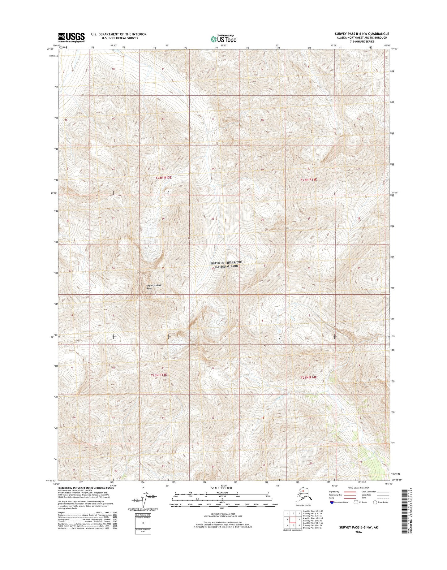 Survey Pass B-6 NW Alaska US Topo Map Image
