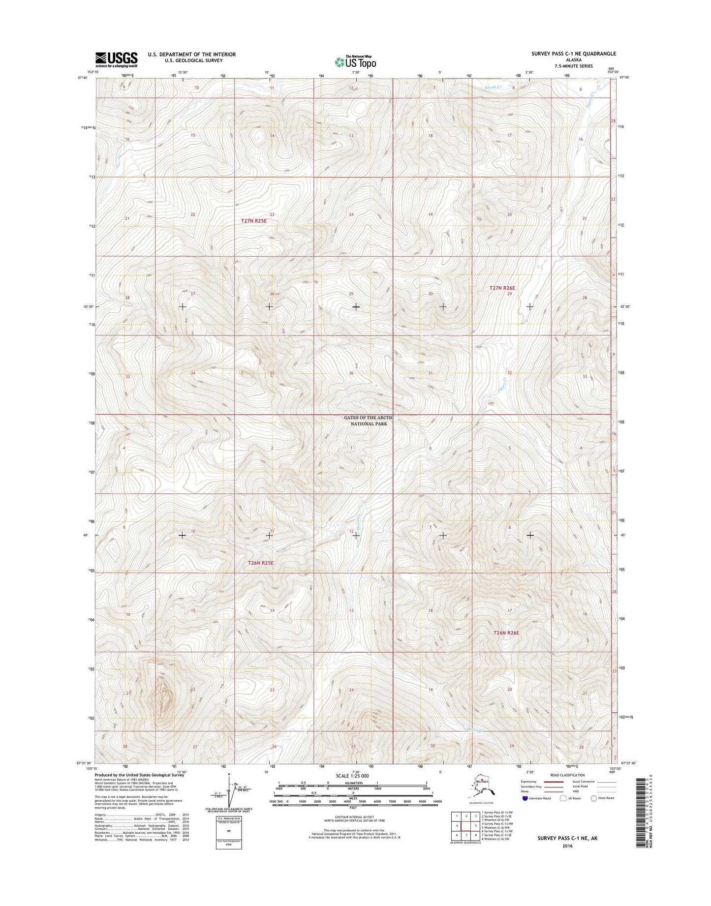 Survey Pass C-1 NE Alaska US Topo Map Image