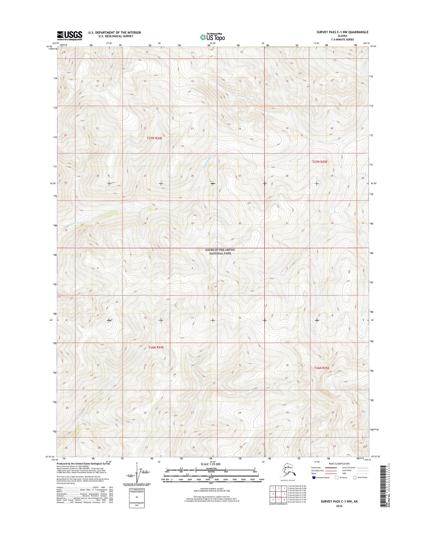 Survey Pass C-1 NW Alaska US Topo Map Image