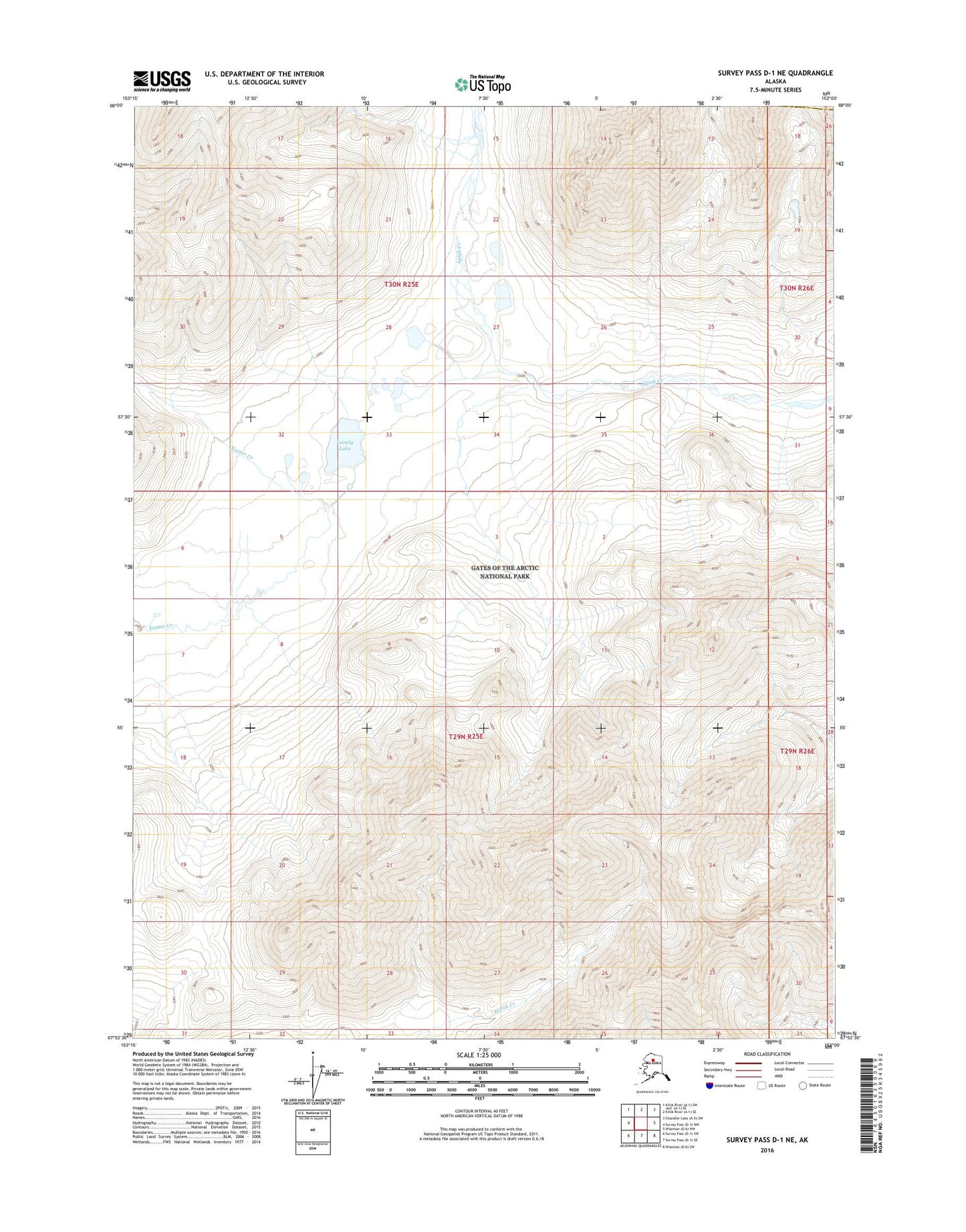 Survey Pass D-1 NE Alaska US Topo Map Image
