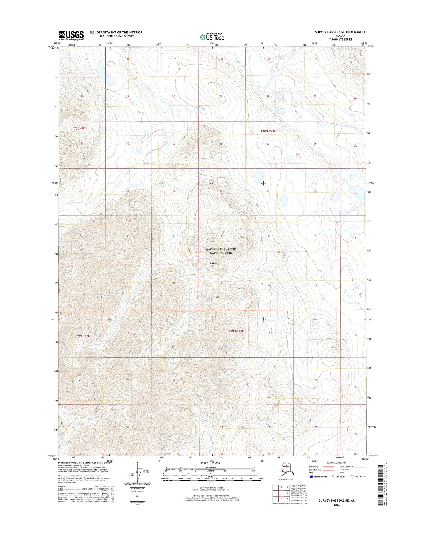 Survey Pass D-2 NE Alaska US Topo Map Image