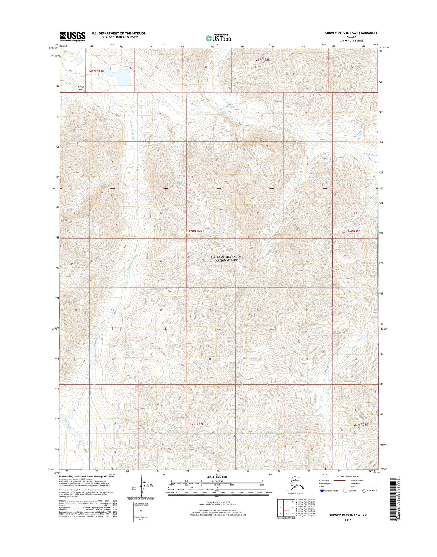 Survey Pass D-2 SW Alaska US Topo Map Image
