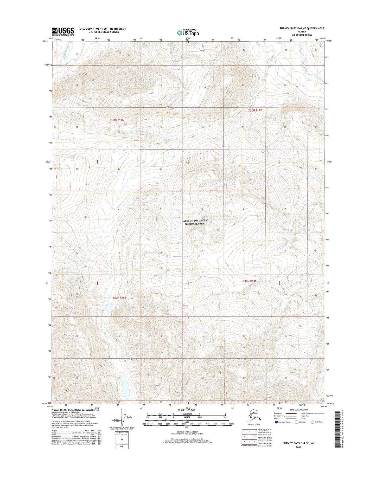 Survey Pass D-4 NE Alaska US Topo Map Image