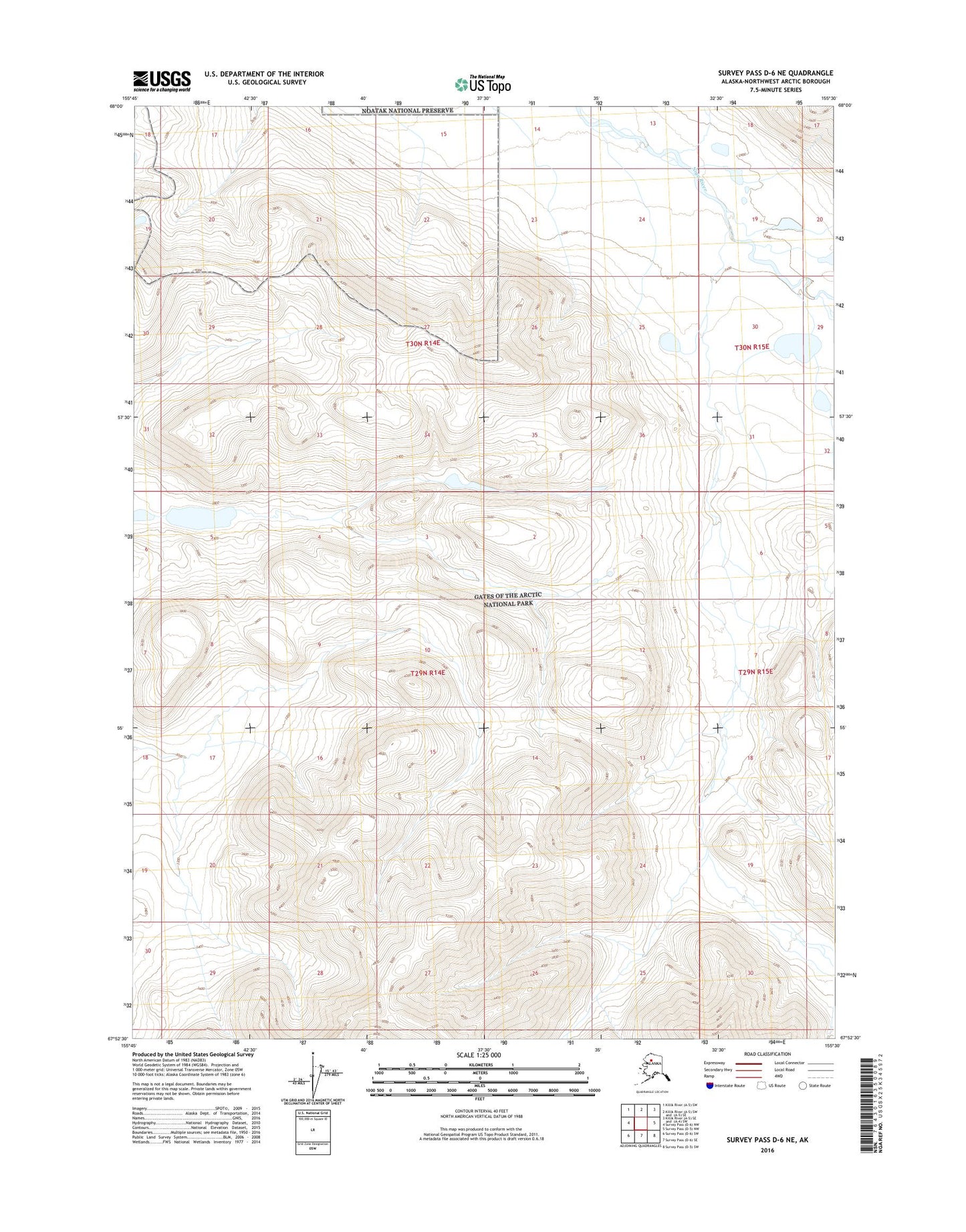Survey Pass D-6 NE Alaska US Topo Map Image