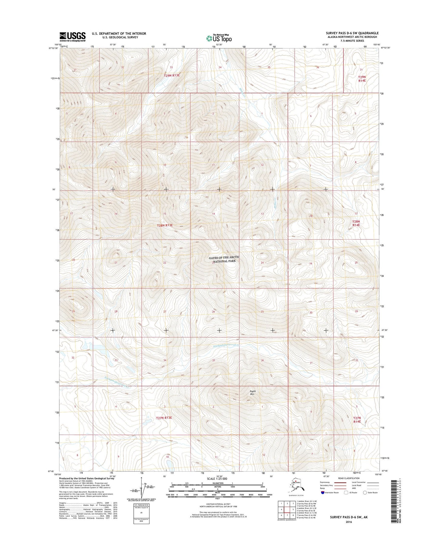 Survey Pass D-6 SW Alaska US Topo Map Image
