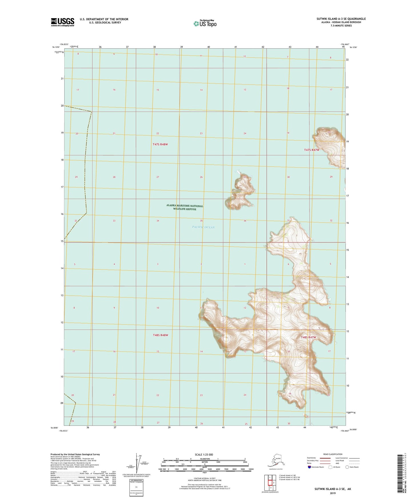 Sutwik Island A-3 SE Alaska US Topo Map Image