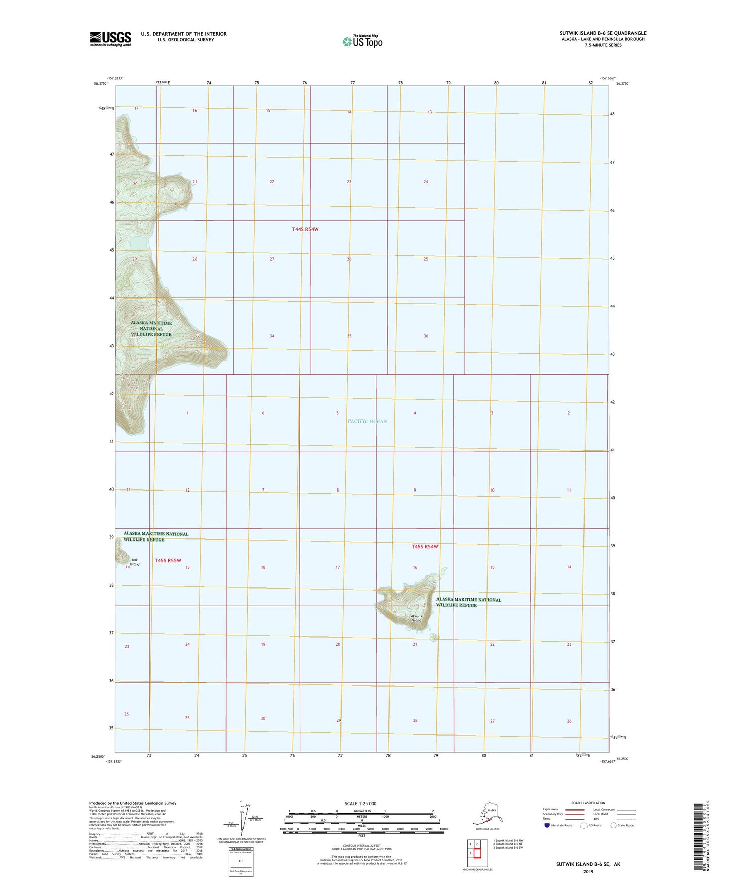 Sutwik Island B-6 SE Alaska US Topo Map Image