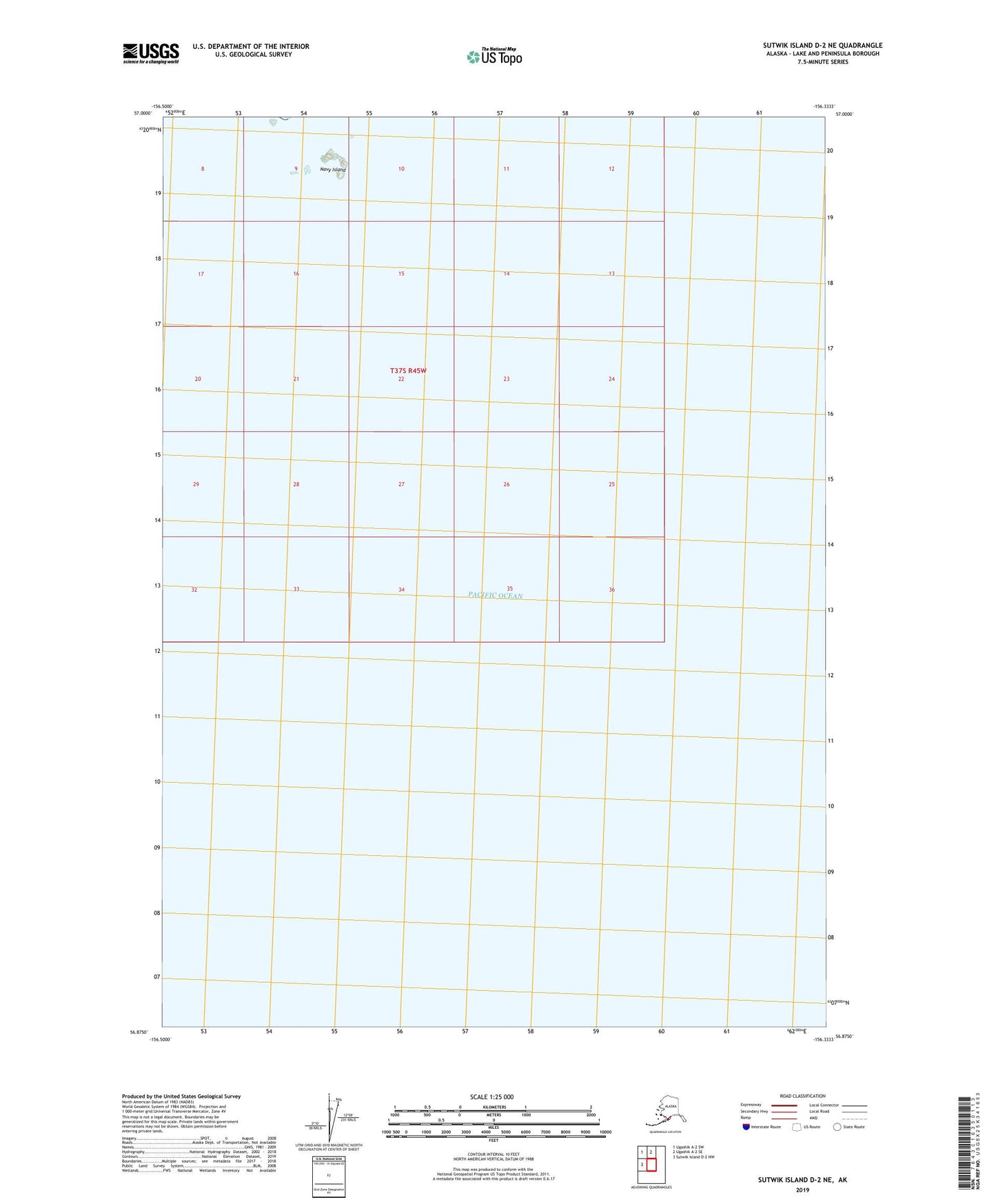 Sutwik Island D-2 NE Alaska US Topo Map Image