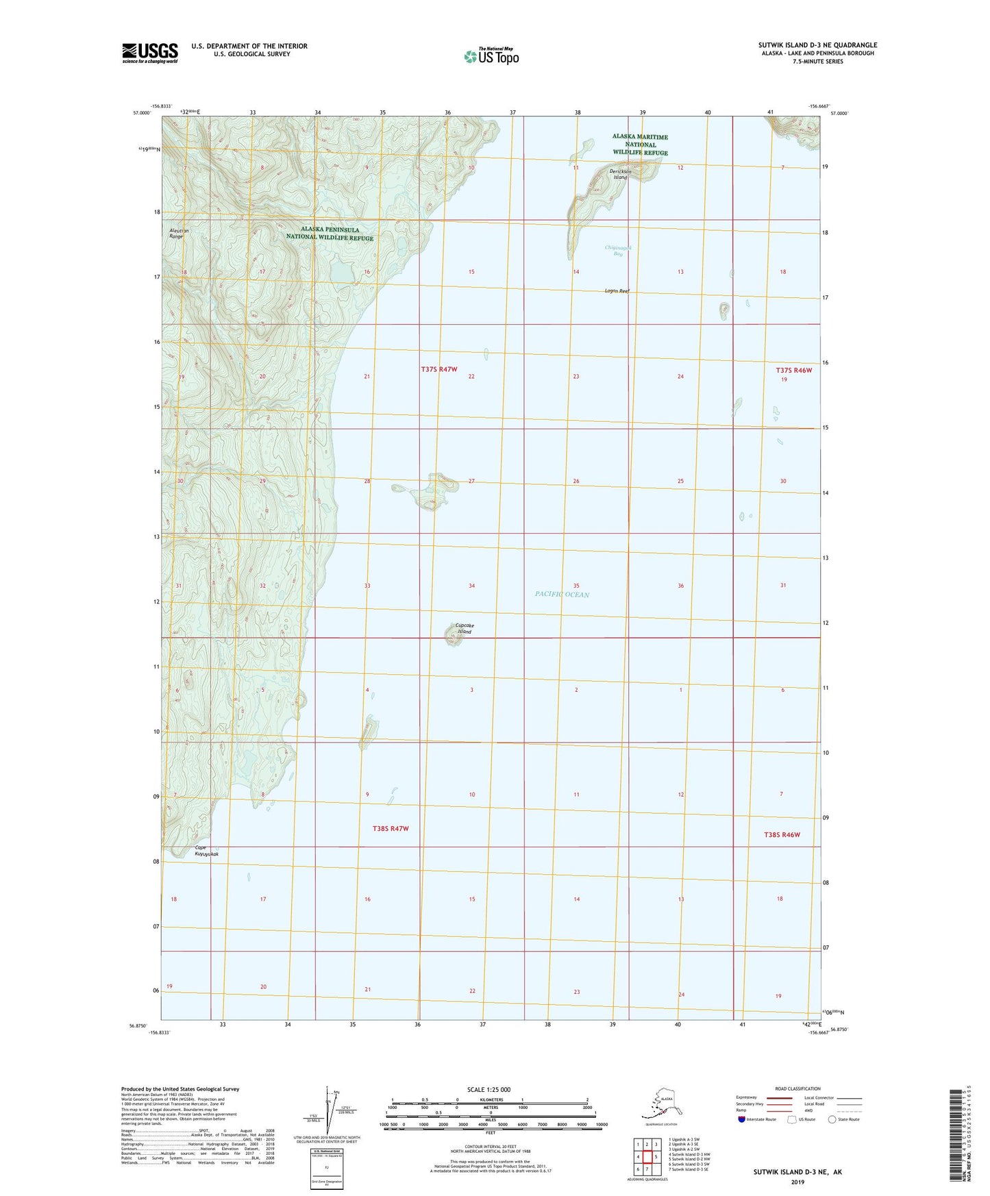 Sutwik Island D-3 NE Alaska US Topo Map Image