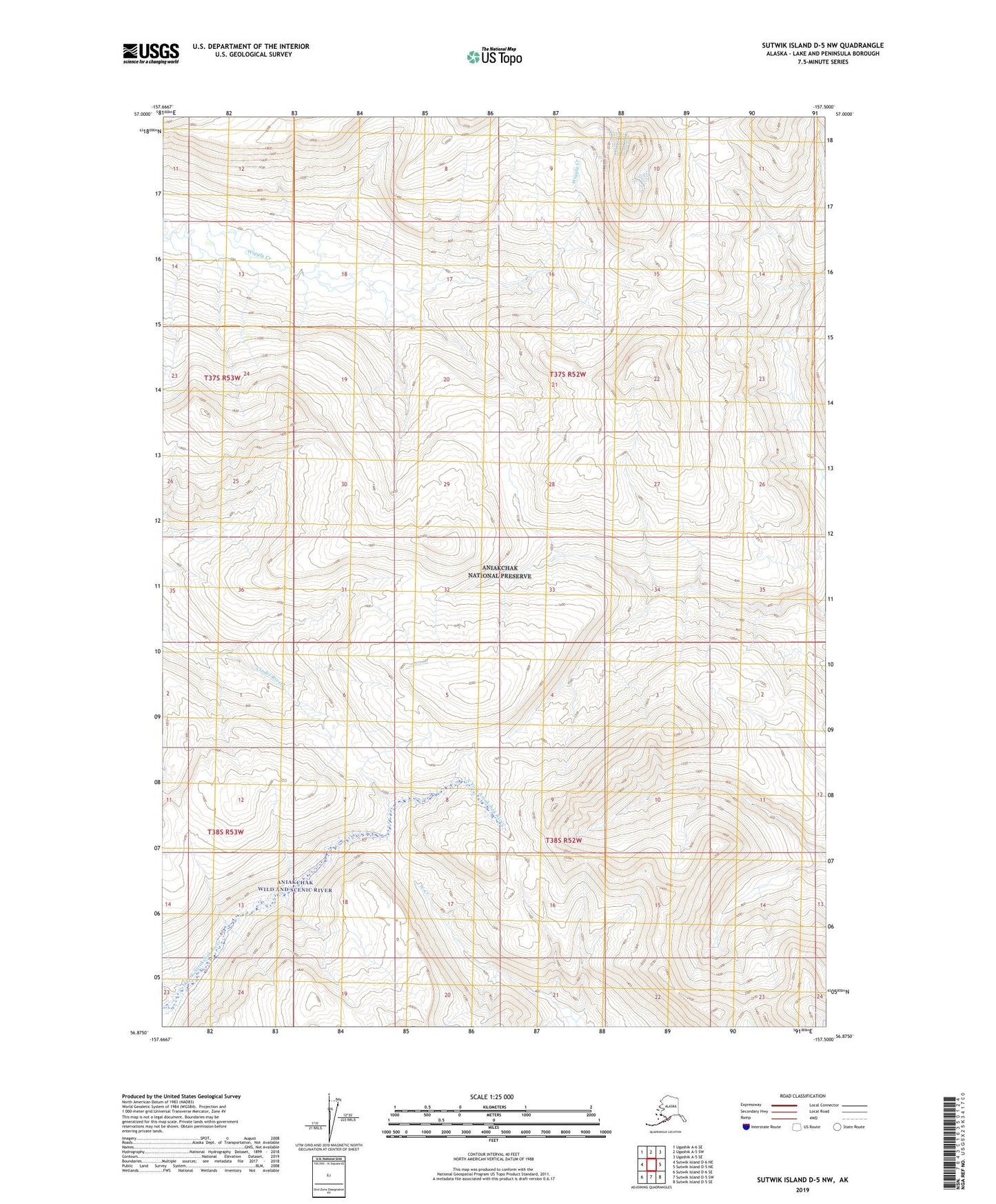 Sutwik Island D-5 NW Alaska US Topo Map Image
