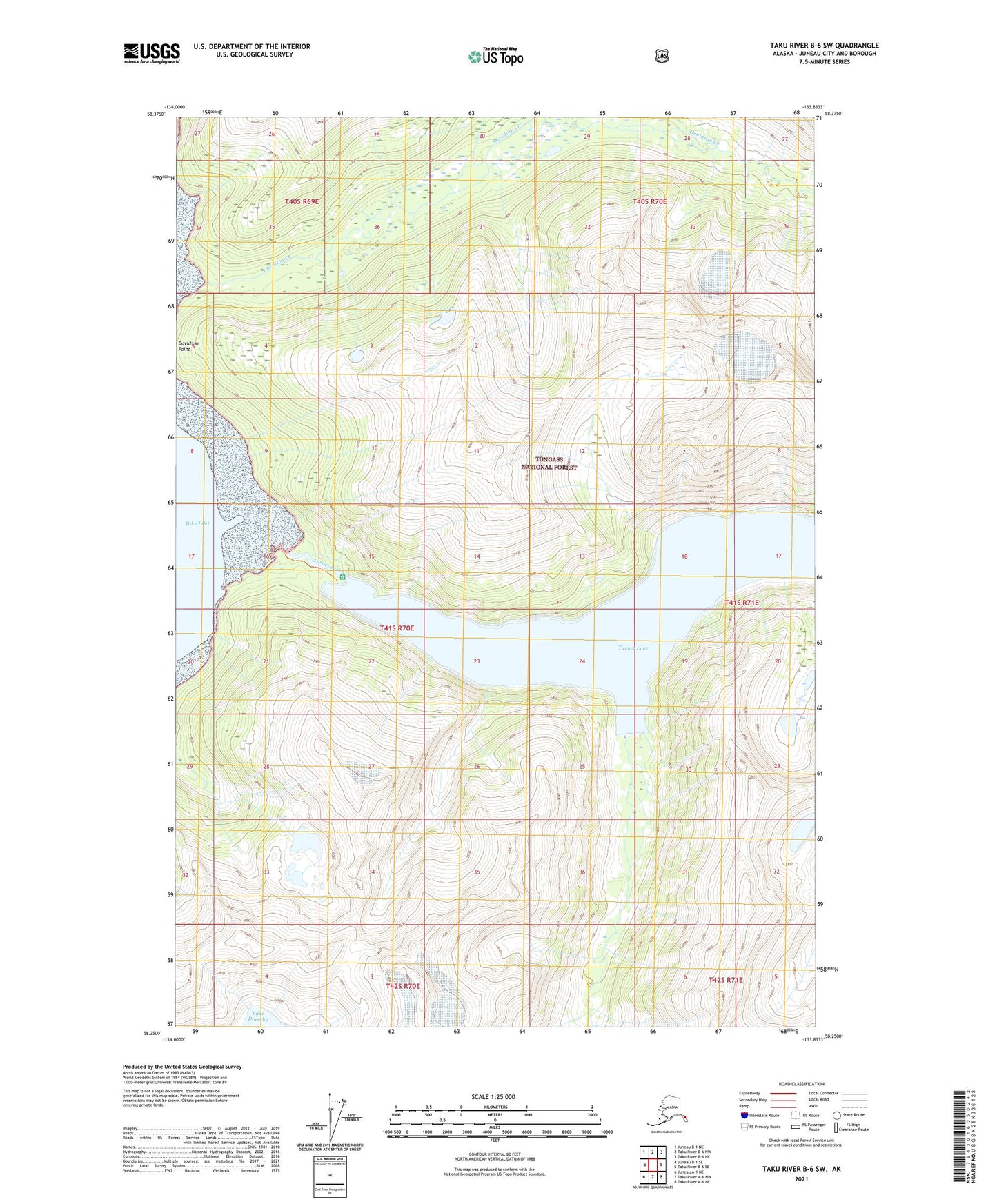 Taku River B-6 SW Alaska US Topo Map Image