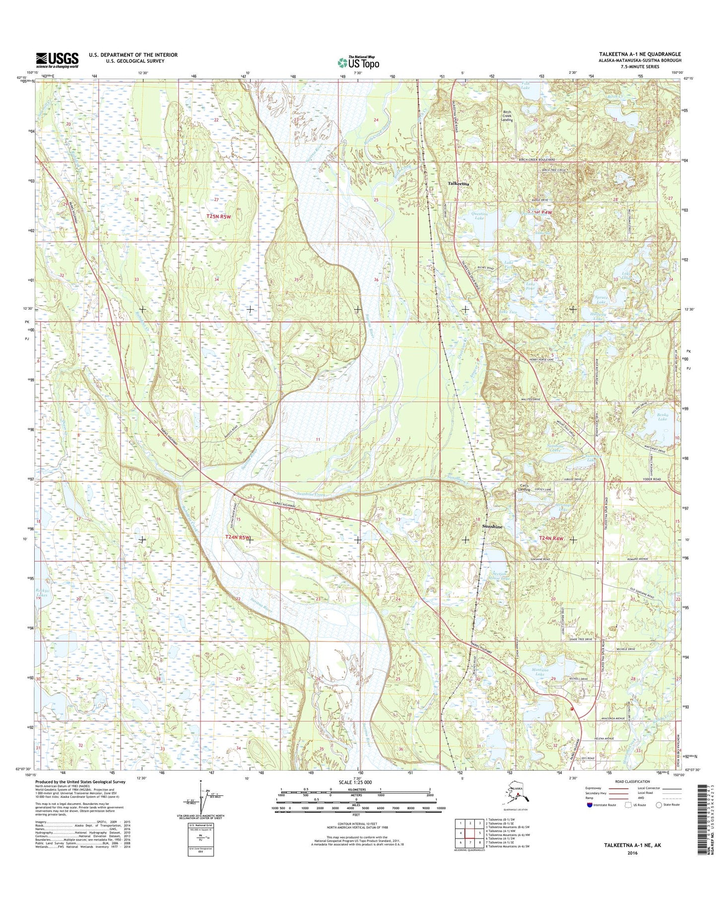 Talkeetna A-1 NE Alaska US Topo Map Image