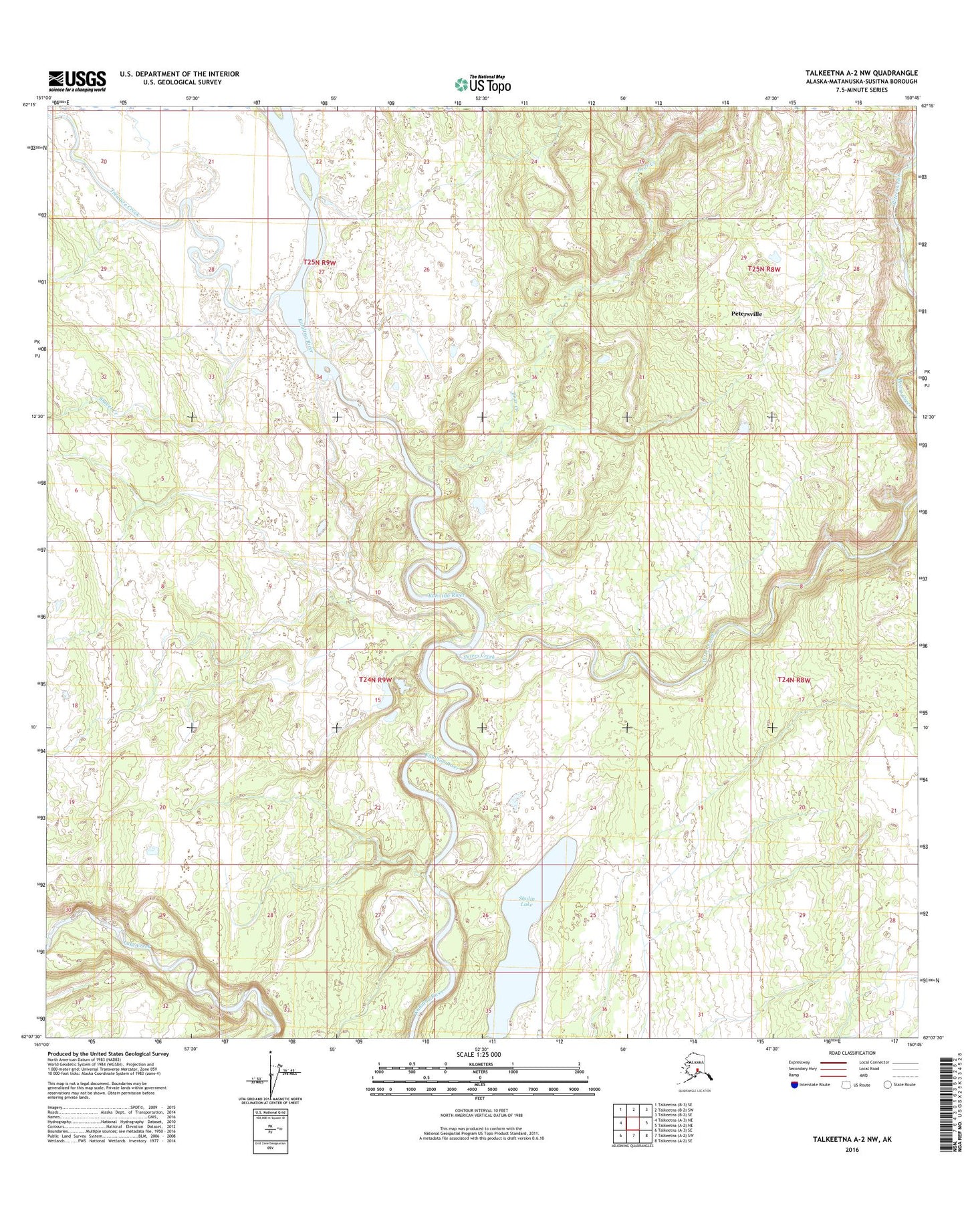 Talkeetna A-2 NW Alaska US Topo Map Image