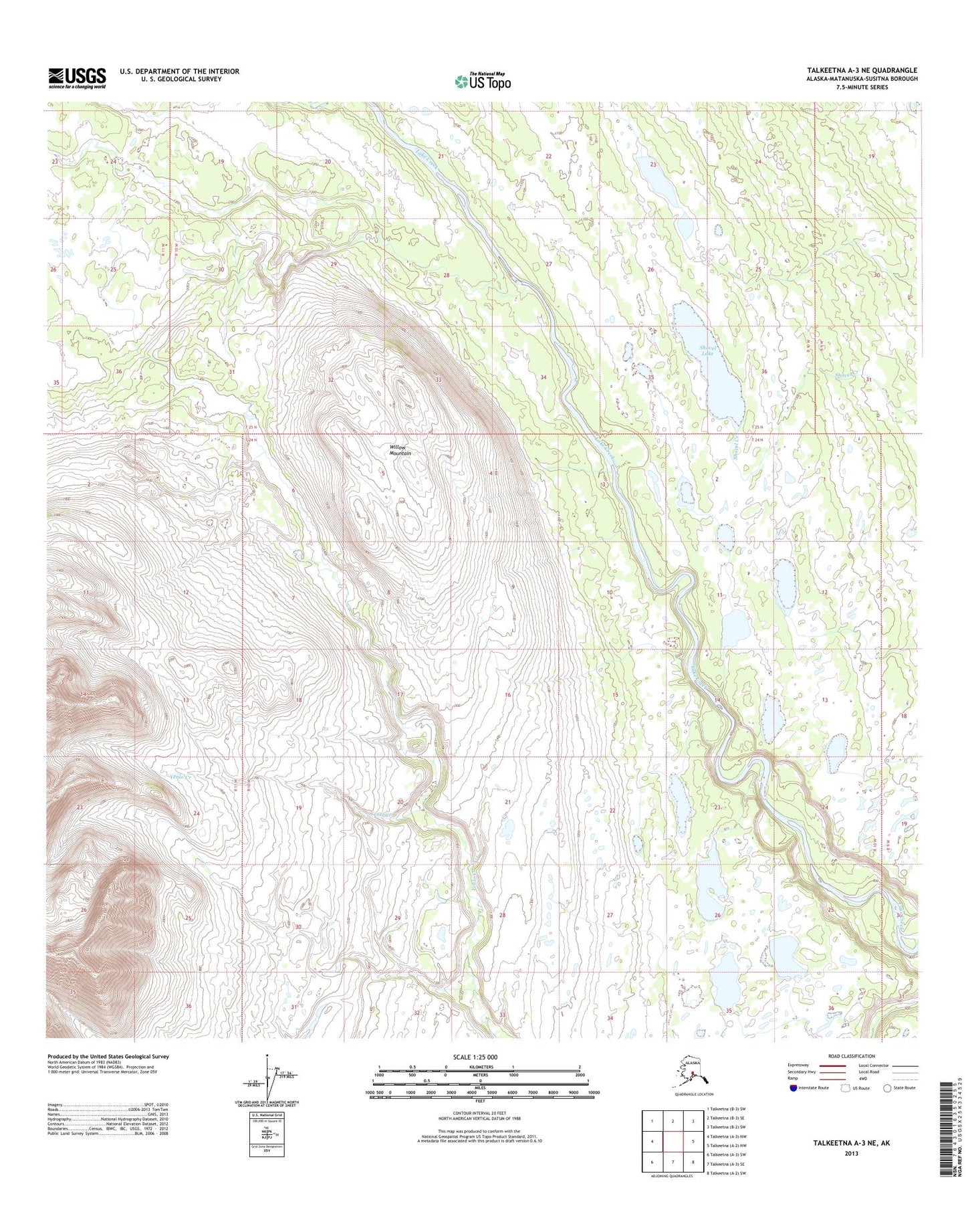 Talkeetna A-3 NE Alaska US Topo Map Image