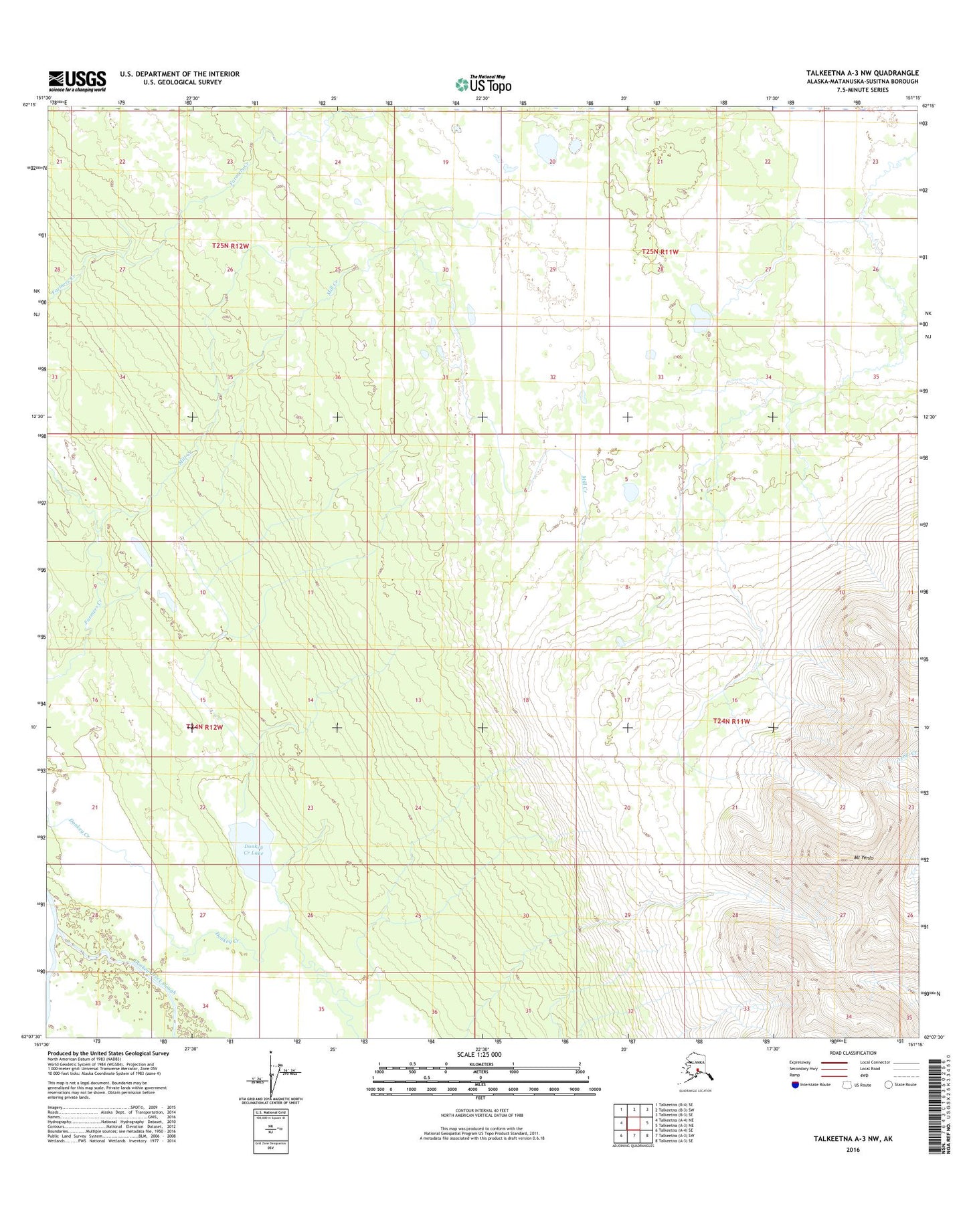 Talkeetna A-3 NW Alaska US Topo Map Image