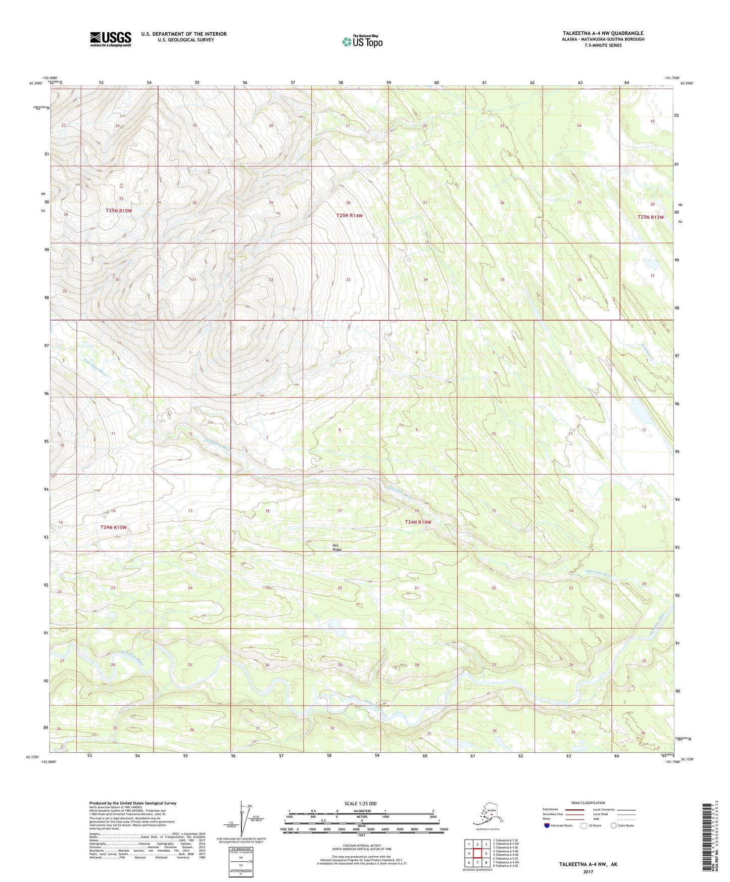 Talkeetna A-4 NW Alaska US Topo Map Image
