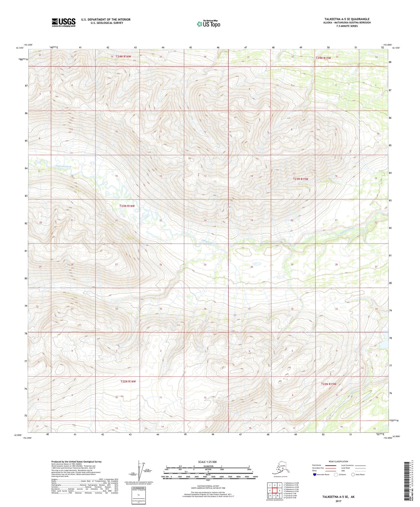 Talkeetna A-5 SE Alaska US Topo Map Image