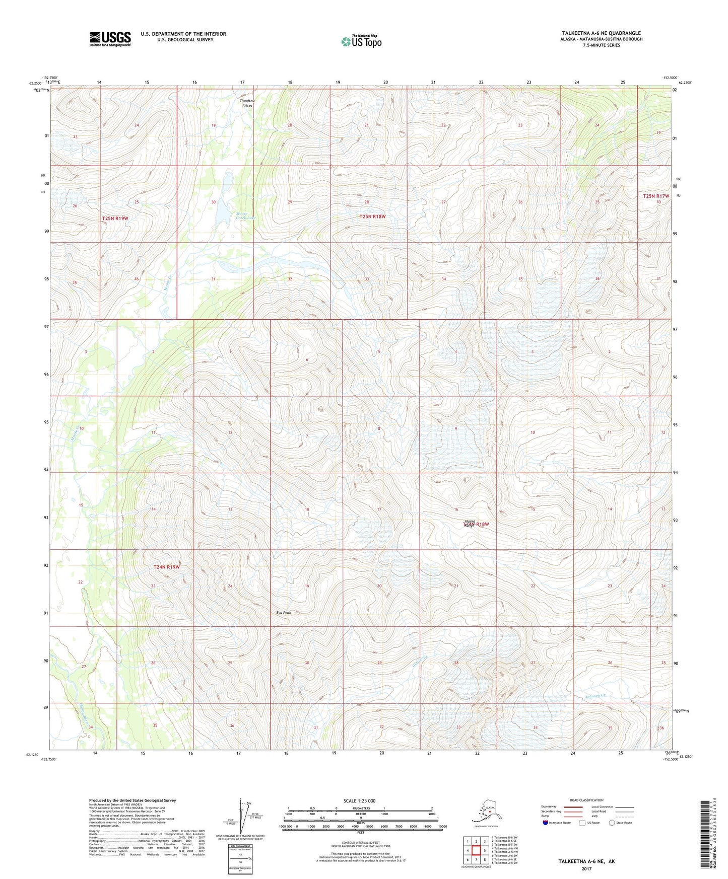 Talkeetna A-6 NE Alaska US Topo Map Image