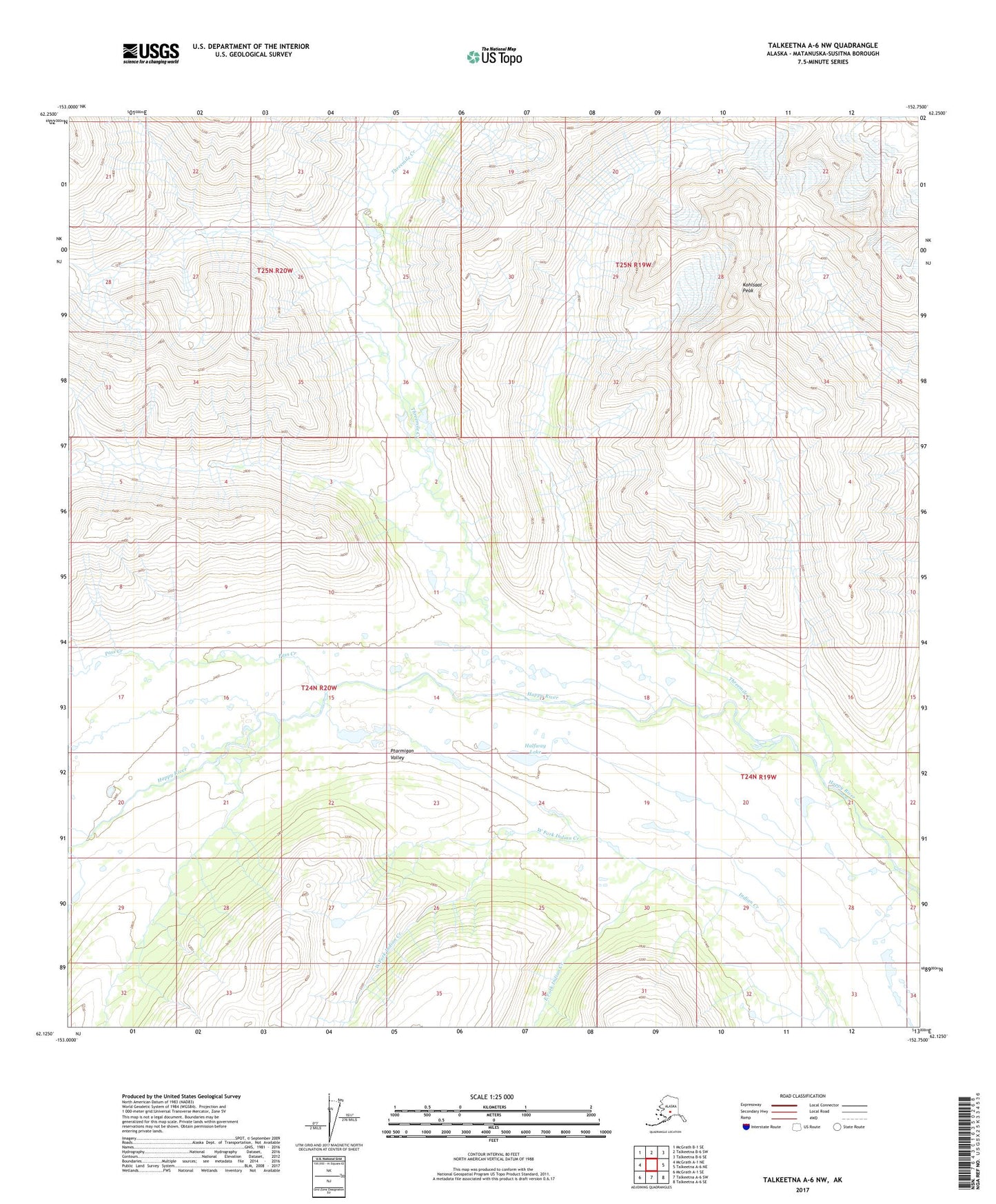 Talkeetna A-6 NW Alaska US Topo Map Image
