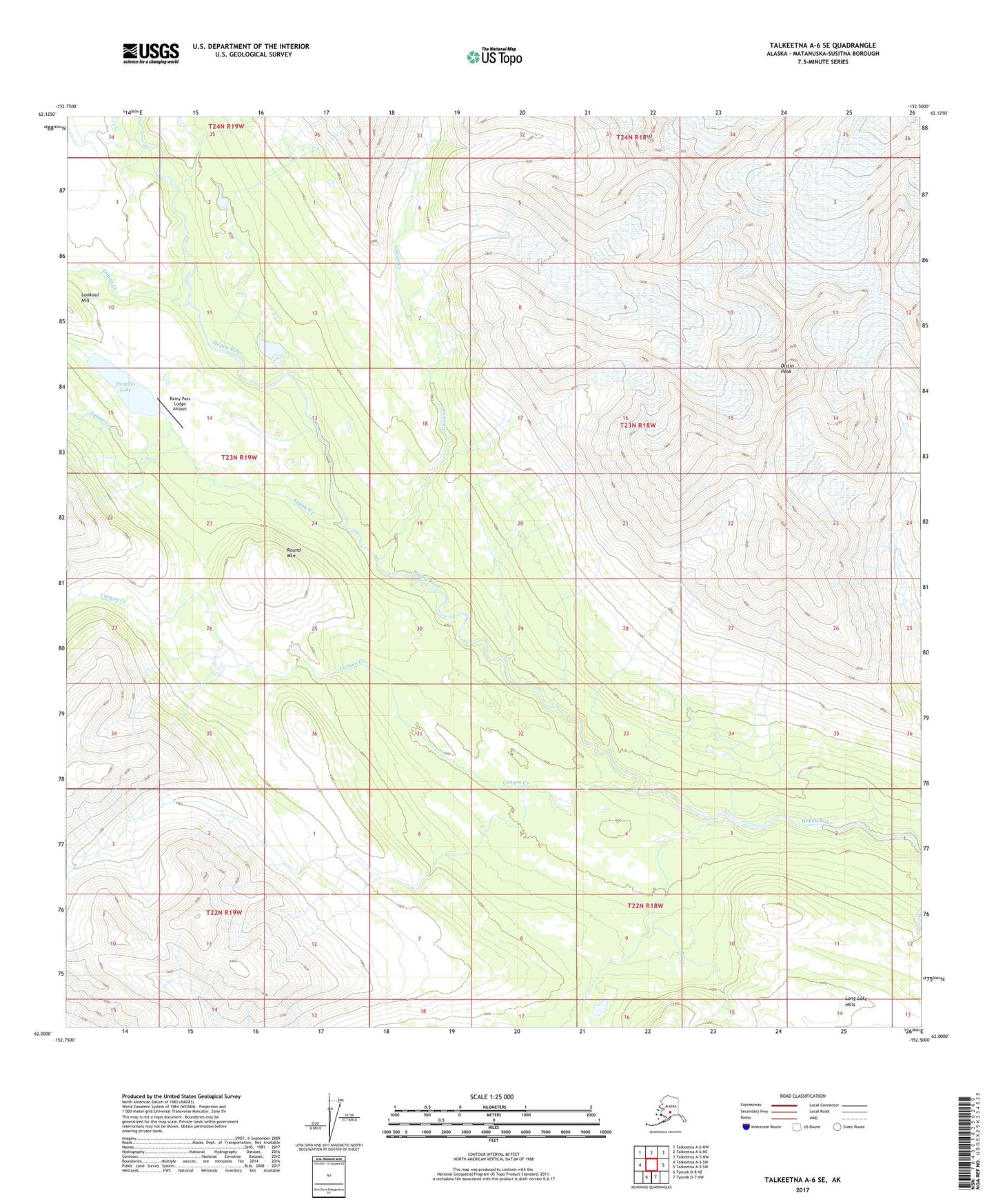 Talkeetna A-6 SE Alaska US Topo Map Image