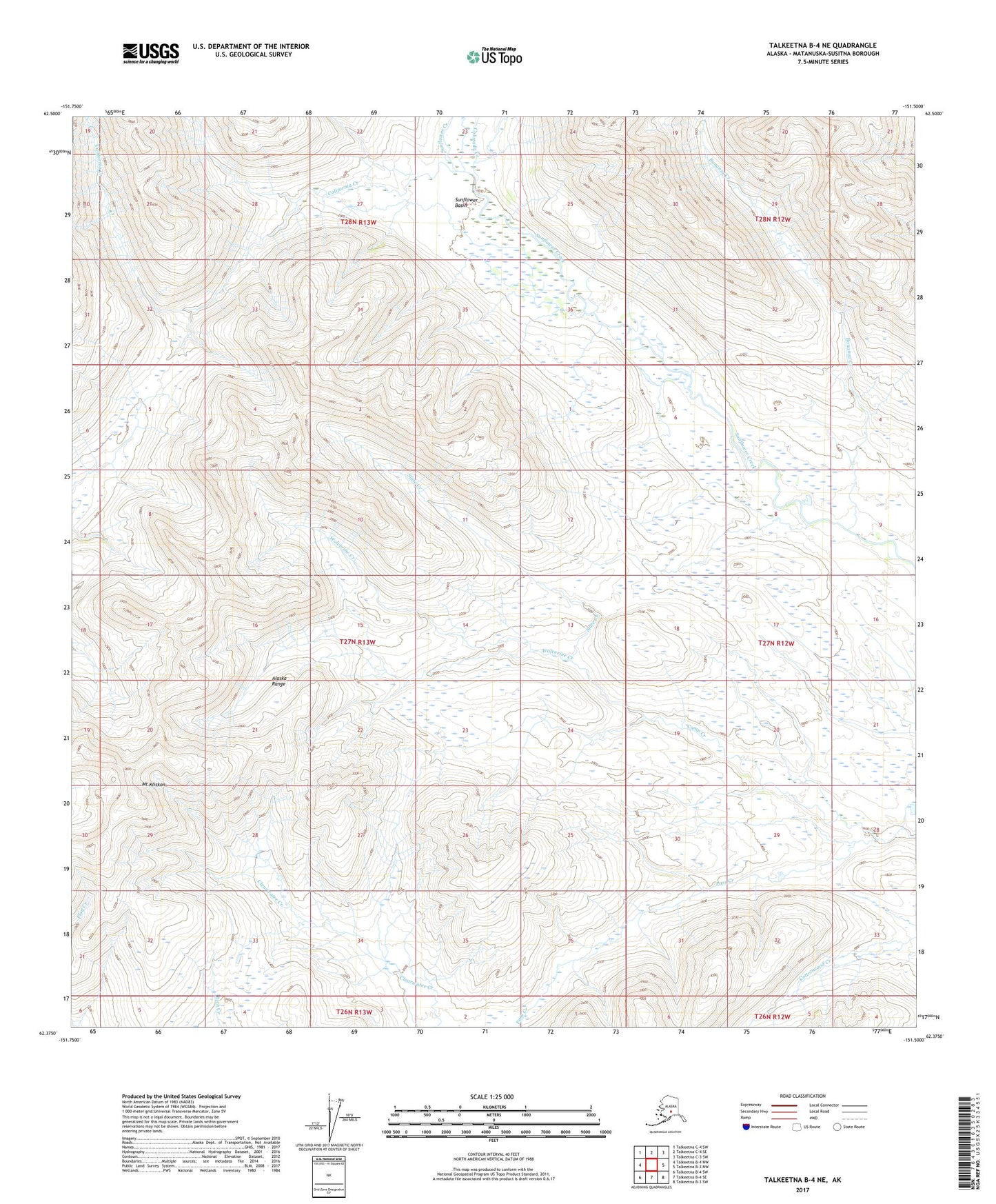 Talkeetna B-4 NE Alaska US Topo Map Image