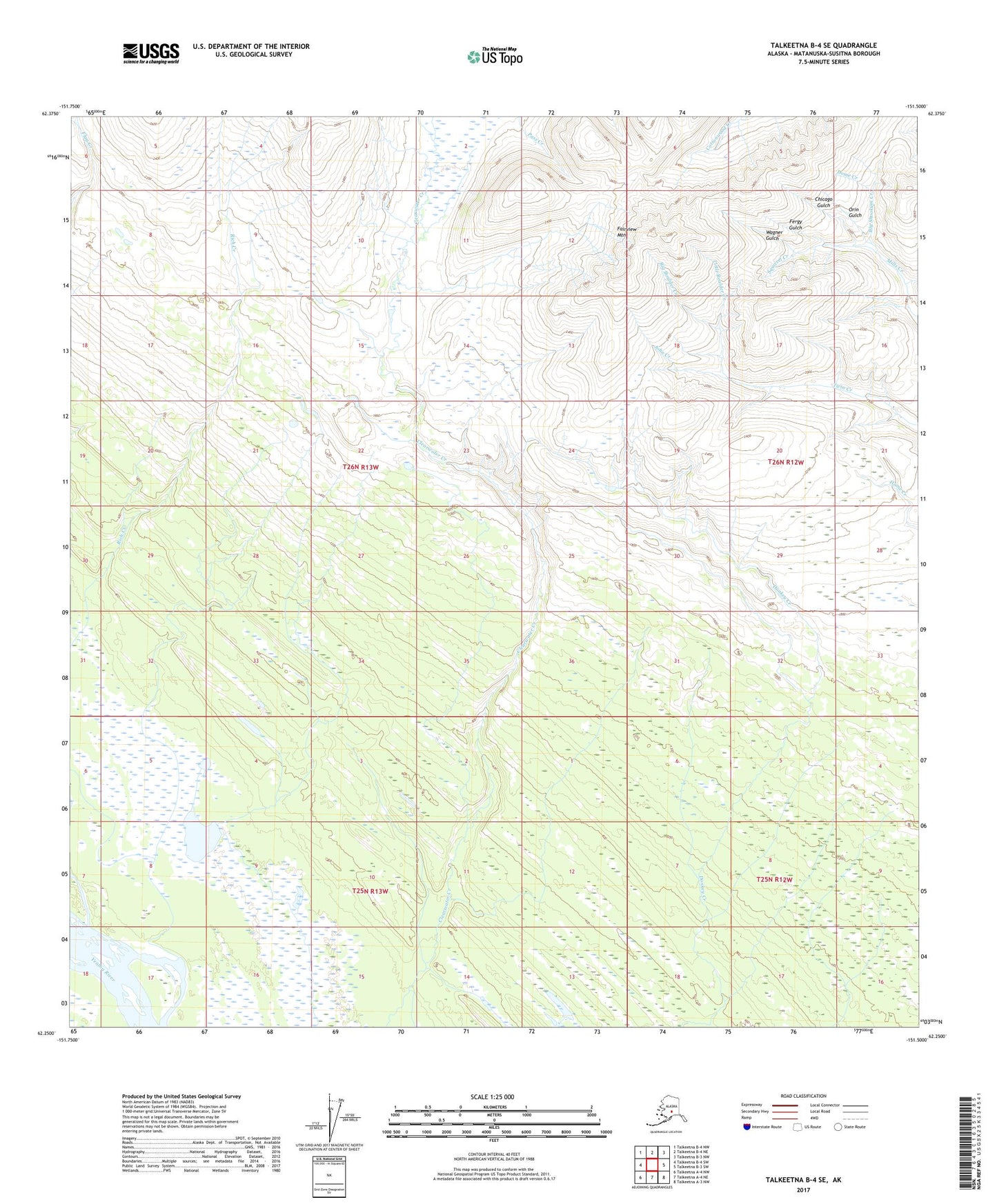 Talkeetna B-4 SE Alaska US Topo Map Image