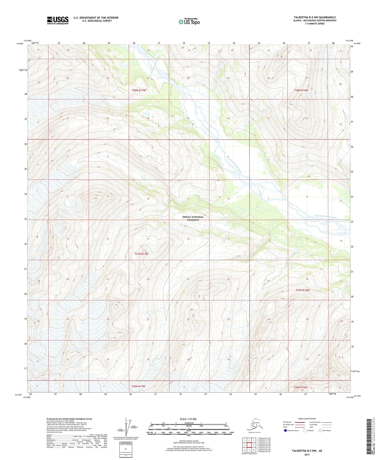 Talkeetna B-5 NW Alaska US Topo Map Image