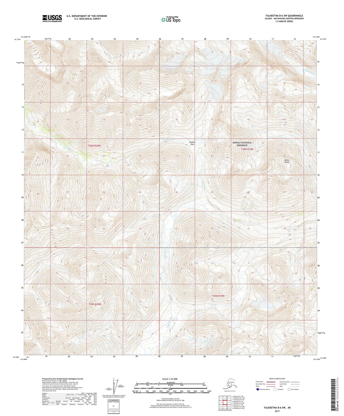 Talkeetna B-6 SW Alaska US Topo Map Image