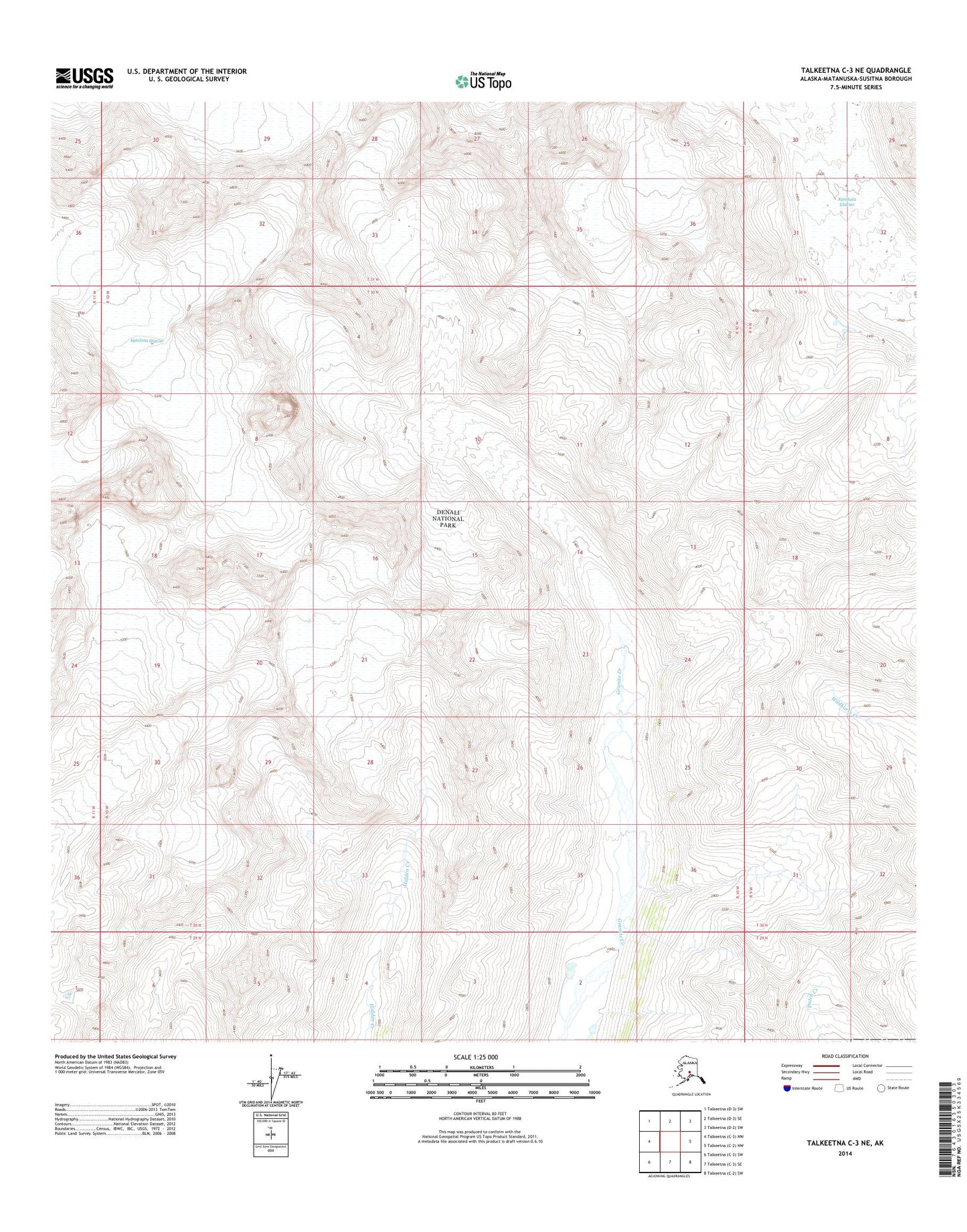 Talkeetna C-3 NE Alaska US Topo Map Image