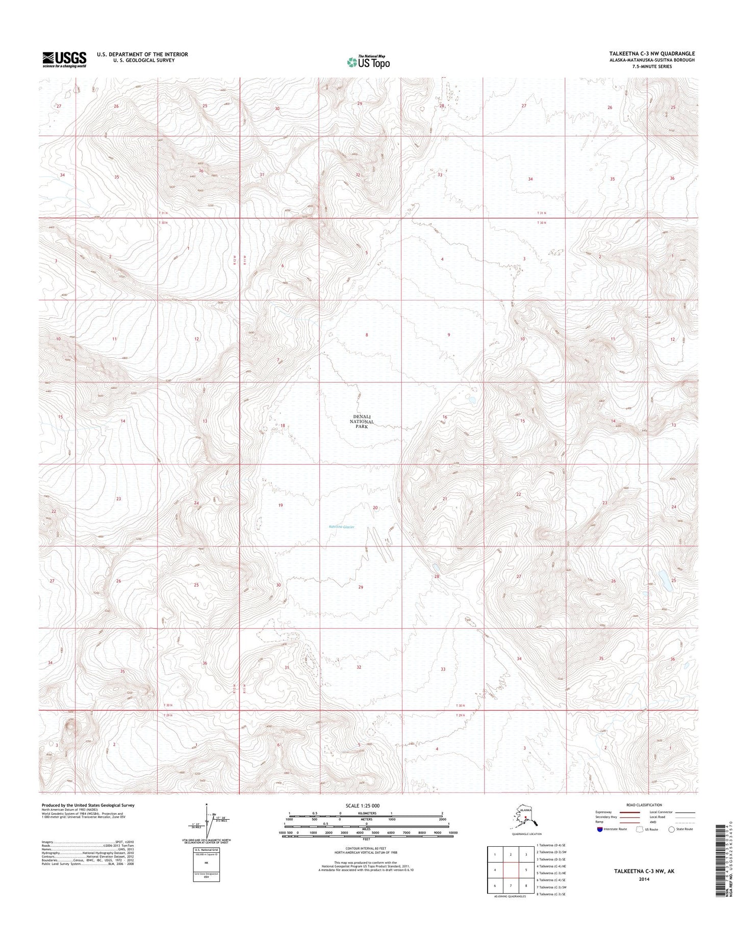 Talkeetna C-3 NW Alaska US Topo Map Image