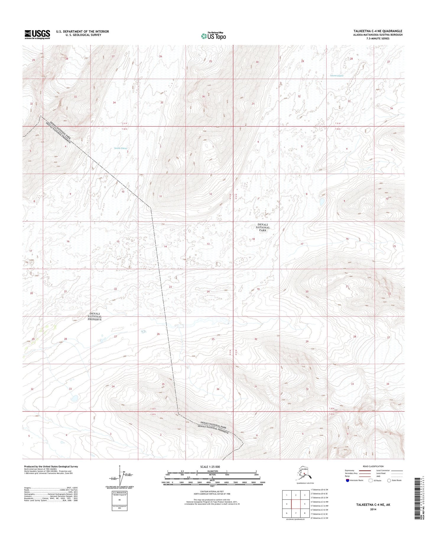 Talkeetna C-4 NE Alaska US Topo Map Image