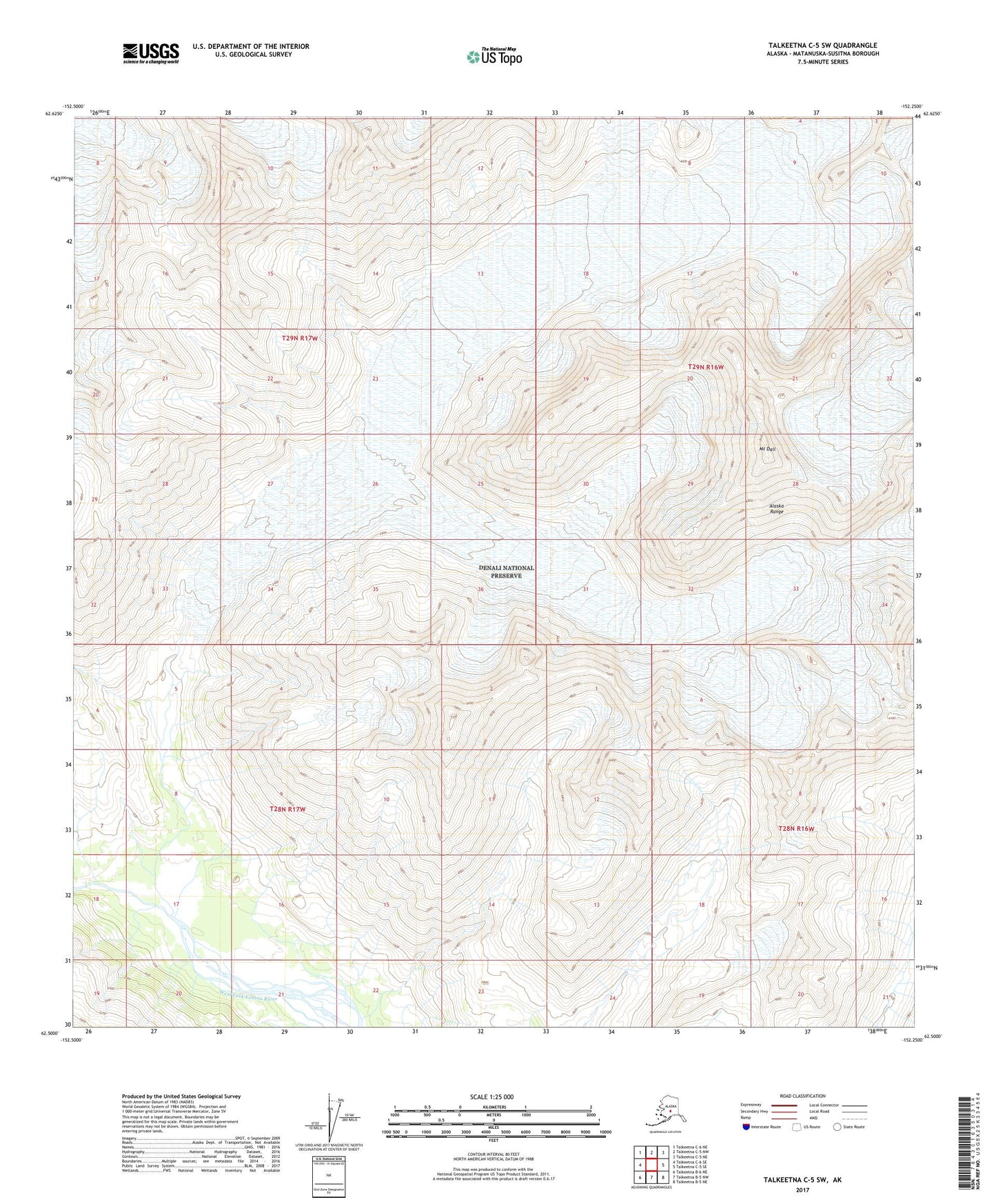 Talkeetna C-5 SW Alaska US Topo Map Image