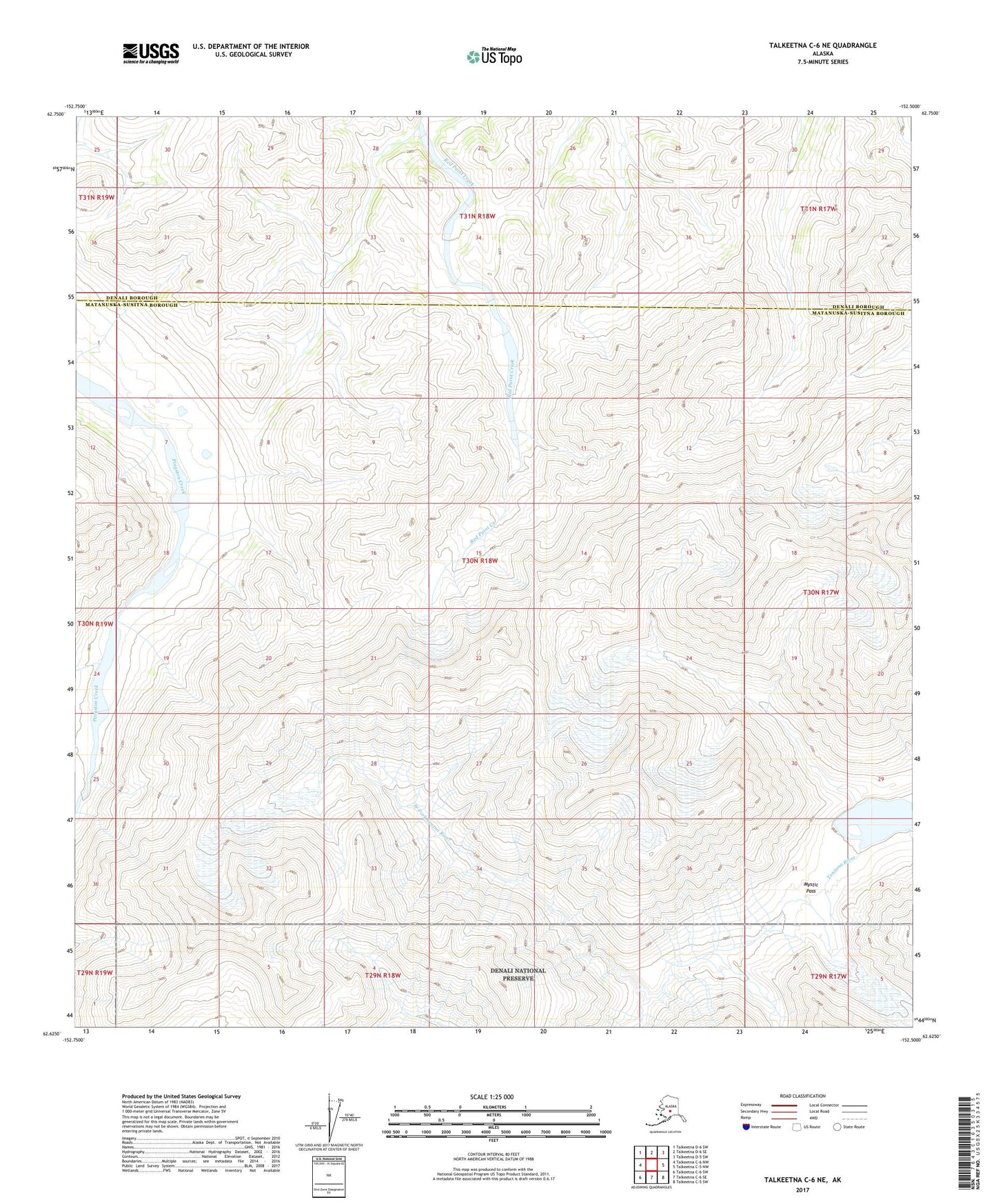 Talkeetna C-6 NE Alaska US Topo Map Image