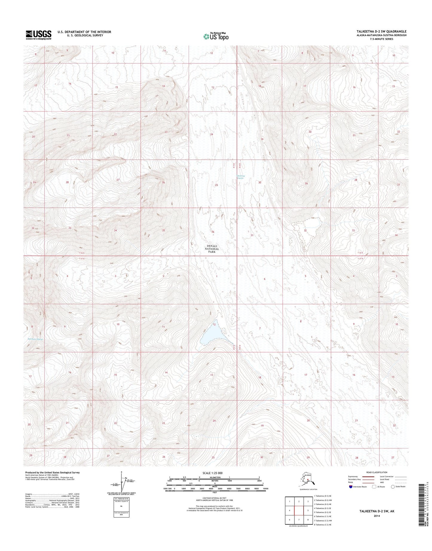 Talkeetna D-2 SW Alaska US Topo Map Image
