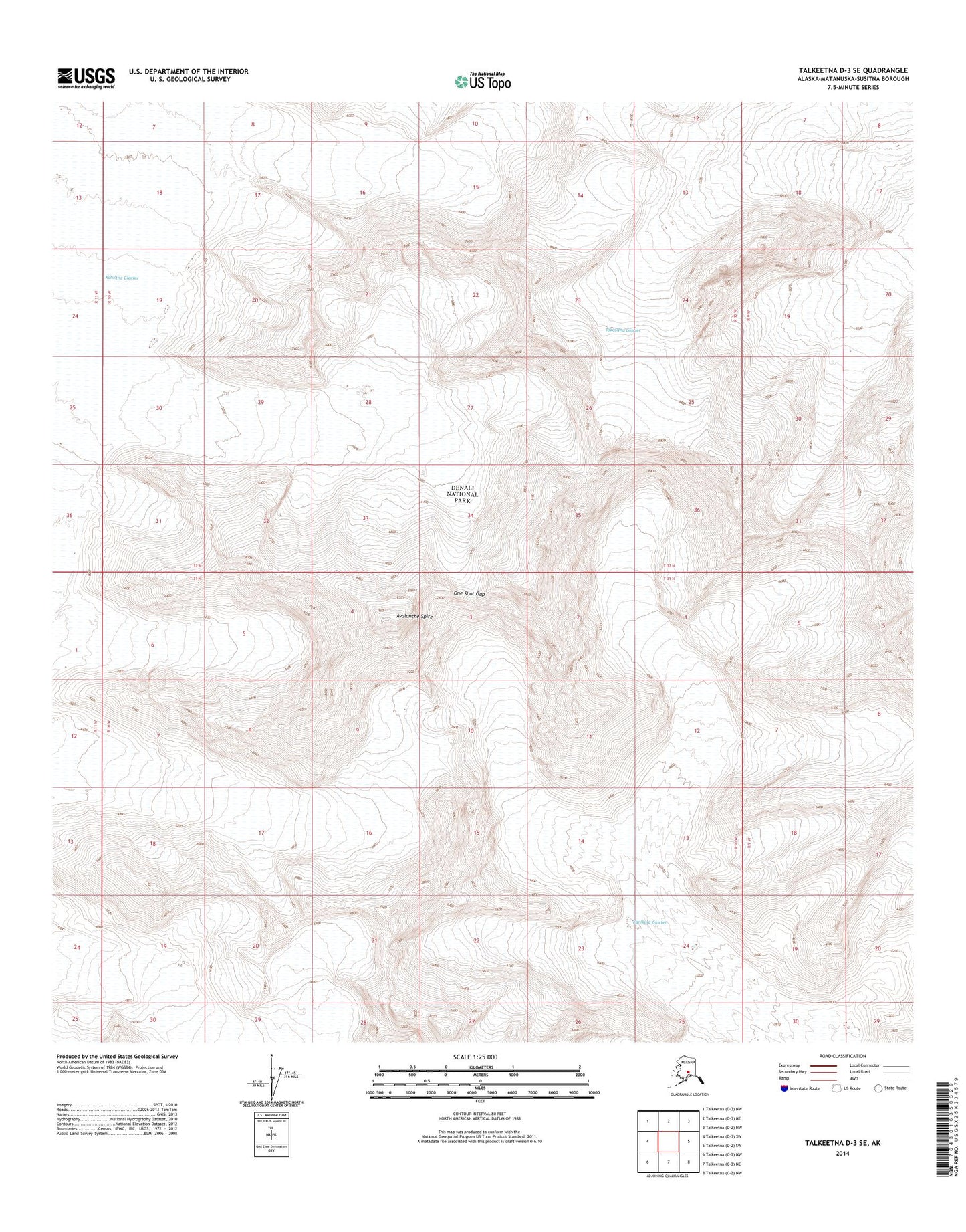 Talkeetna D-3 SE Alaska US Topo Map Image