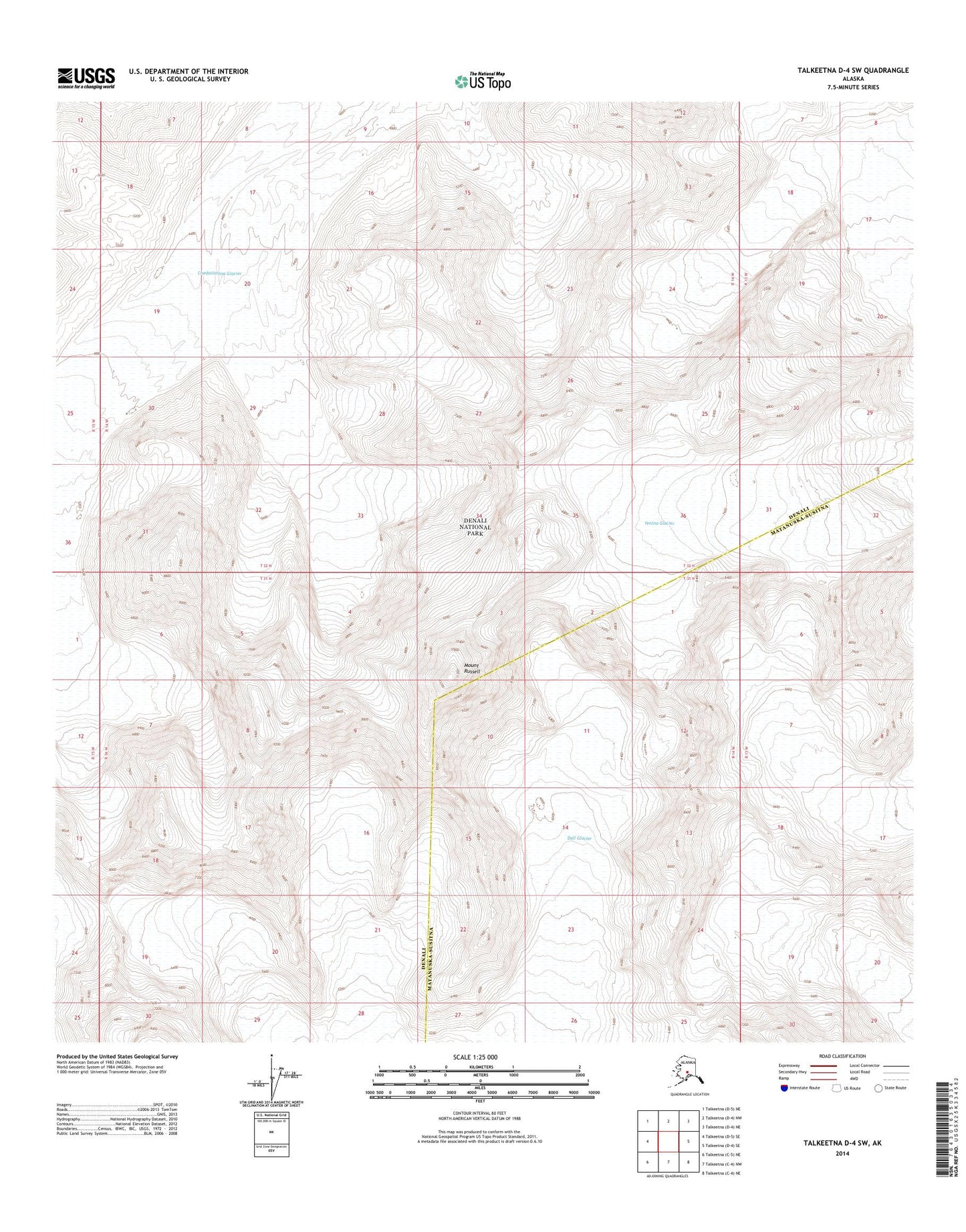 Talkeetna D-4 SW Alaska US Topo Map Image