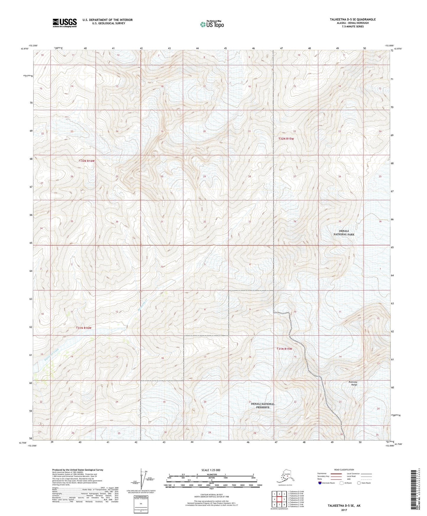 Talkeetna D-5 SE Alaska US Topo Map Image