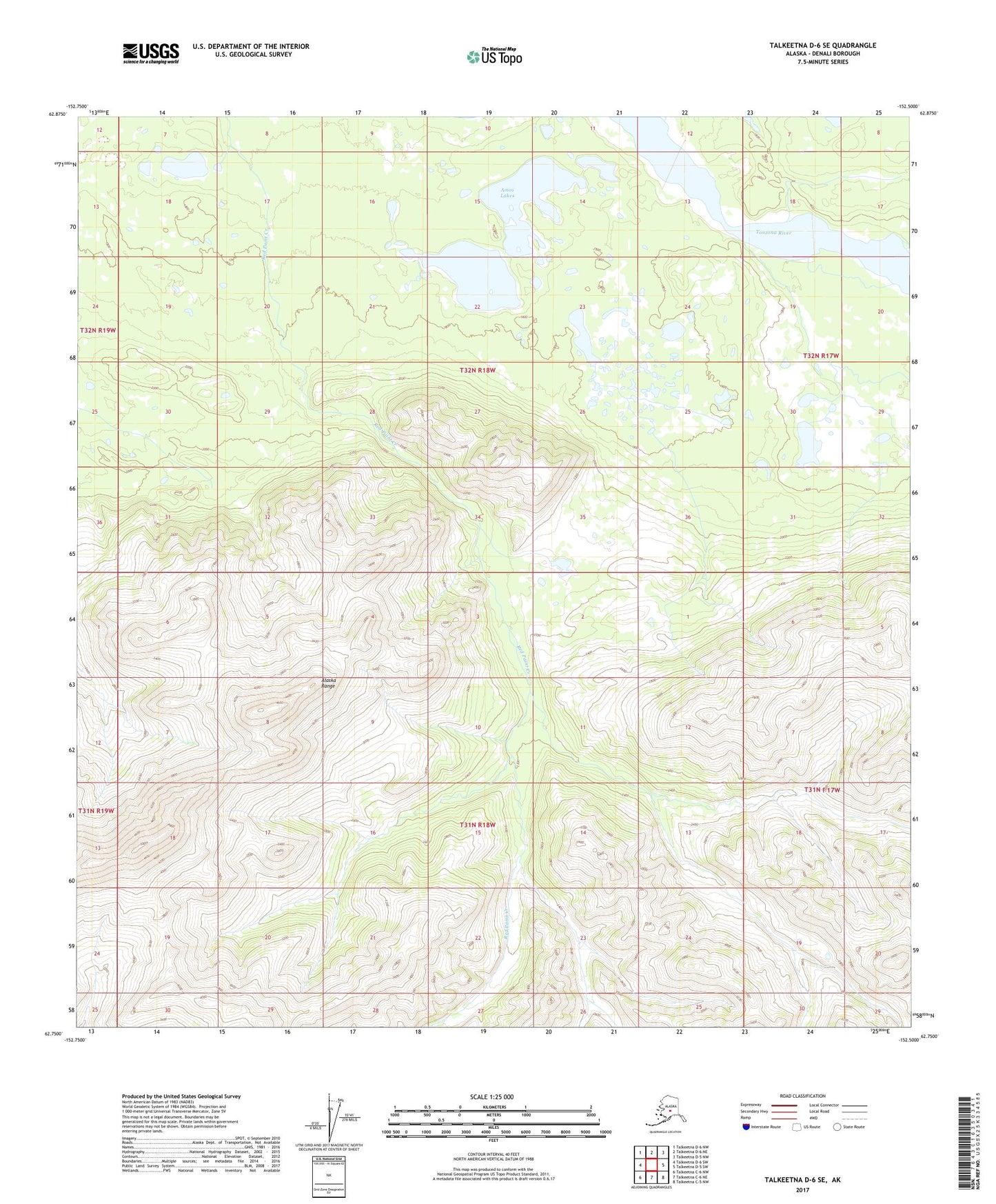 Talkeetna D-6 SE Alaska US Topo Map Image
