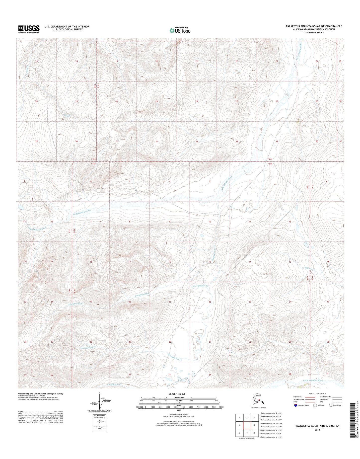 Talkeetna Mountains A-2 NE Alaska US Topo Map Image