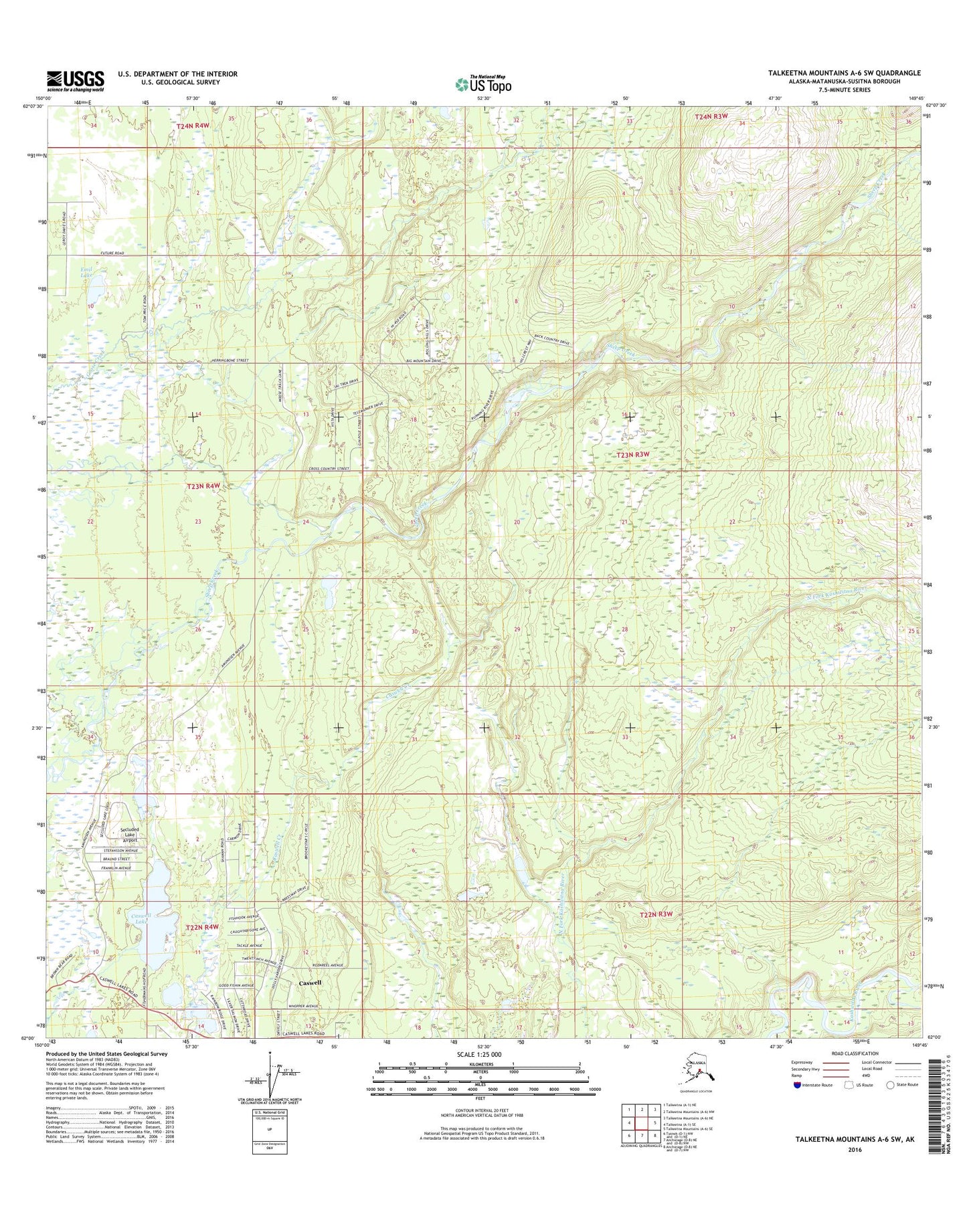 Talkeetna Mountains A-6 SW Alaska US Topo Map Image