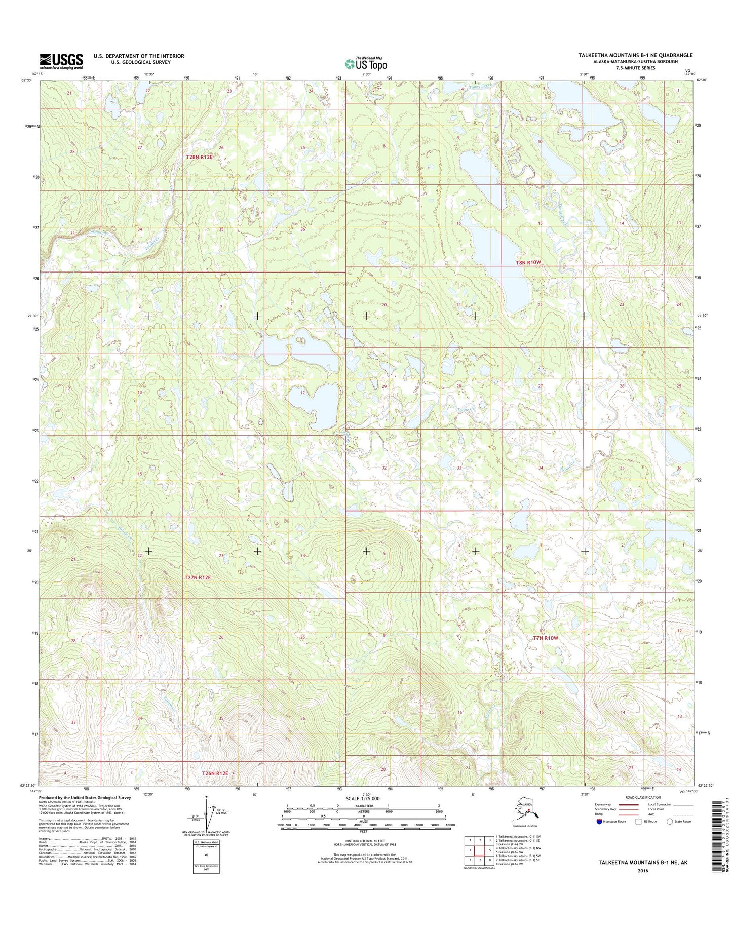 Talkeetna Mountains B-1 NE Alaska US Topo Map Image