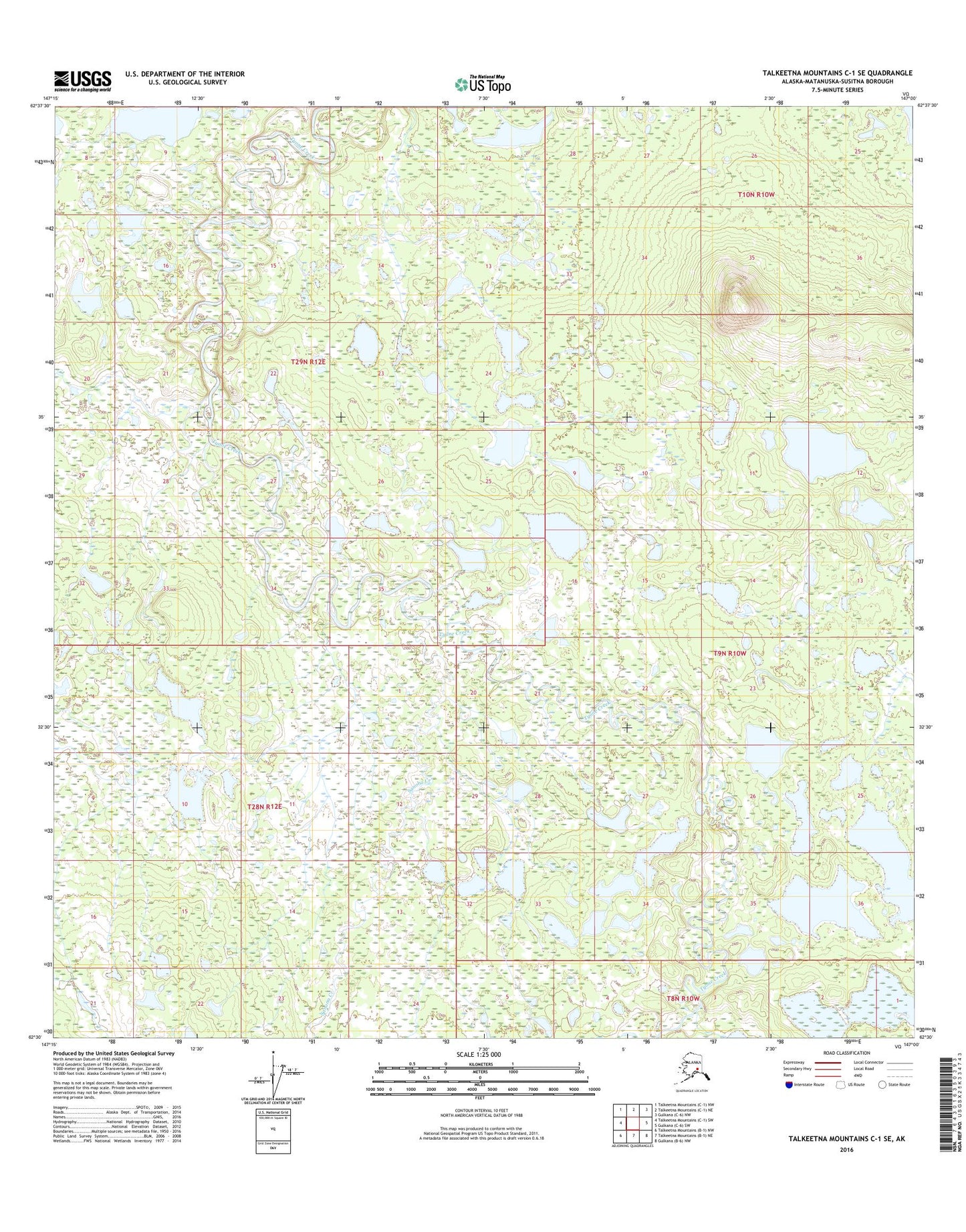 Talkeetna Mountains C-1 SE Alaska US Topo Map Image