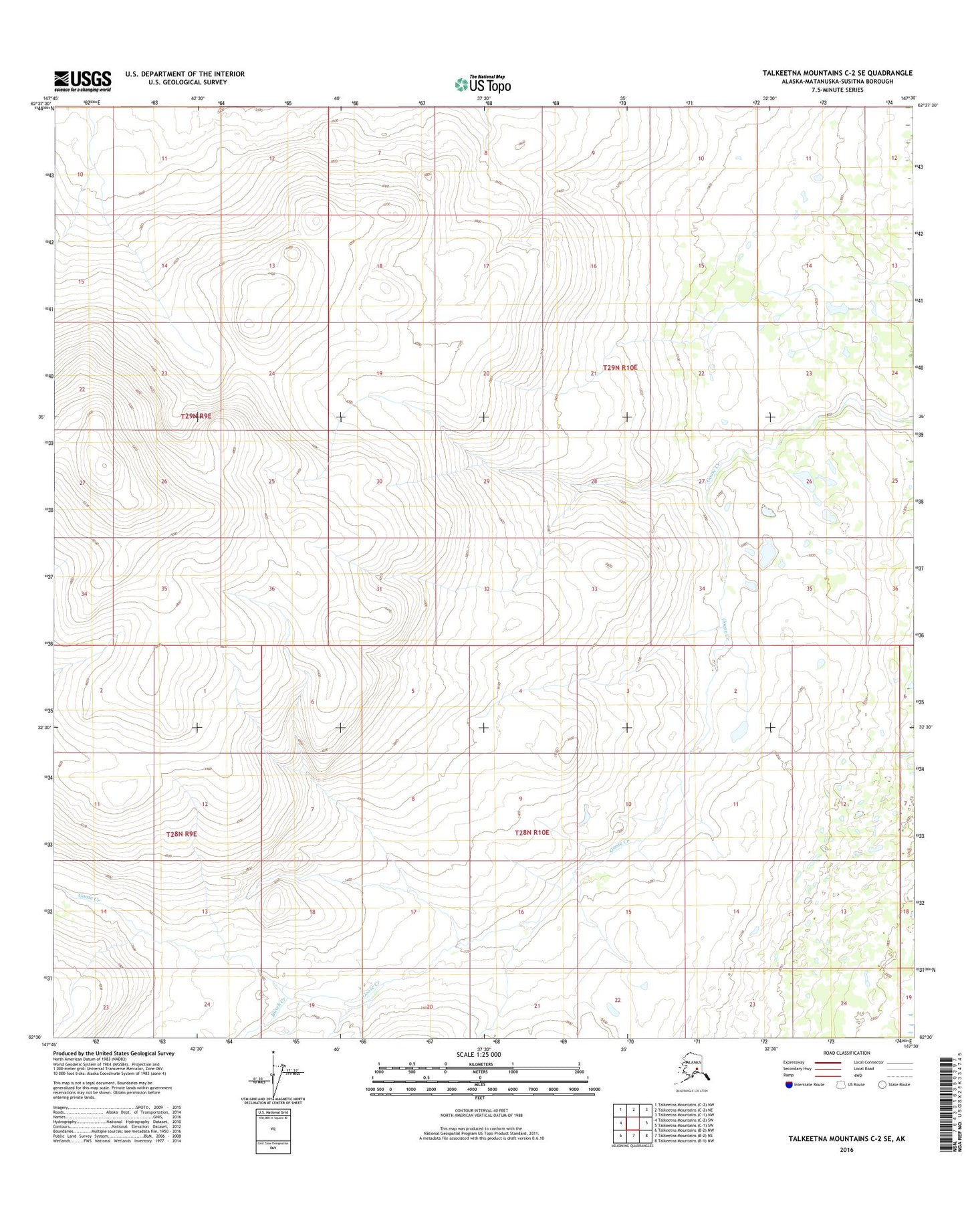Talkeetna Mountains C-2 SE Alaska US Topo Map Image