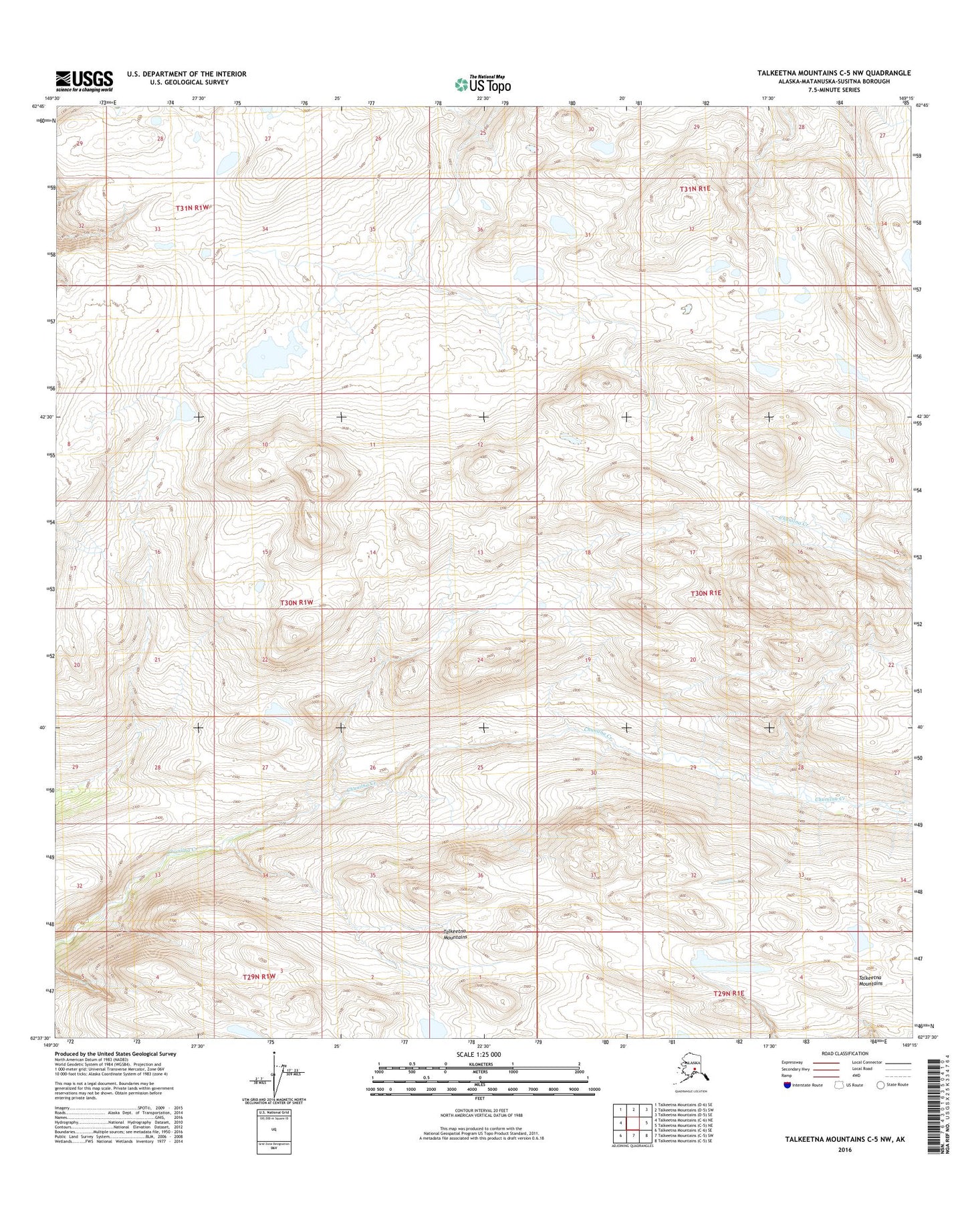 Talkeetna Mountains C-5 NW Alaska US Topo Map Image