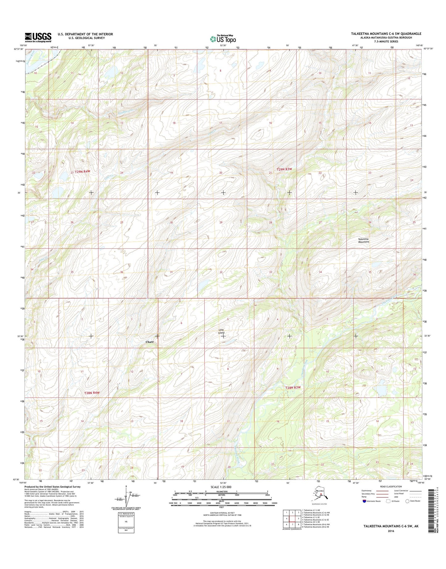 Talkeetna Mountains C-6 SW Alaska US Topo Map Image