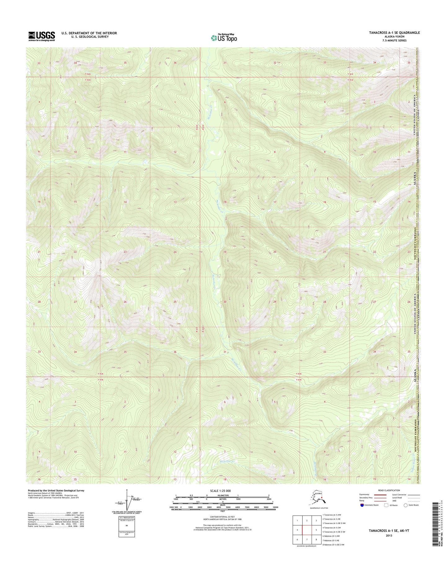 Tanacross A-1 SE Alaska US Topo Map Image