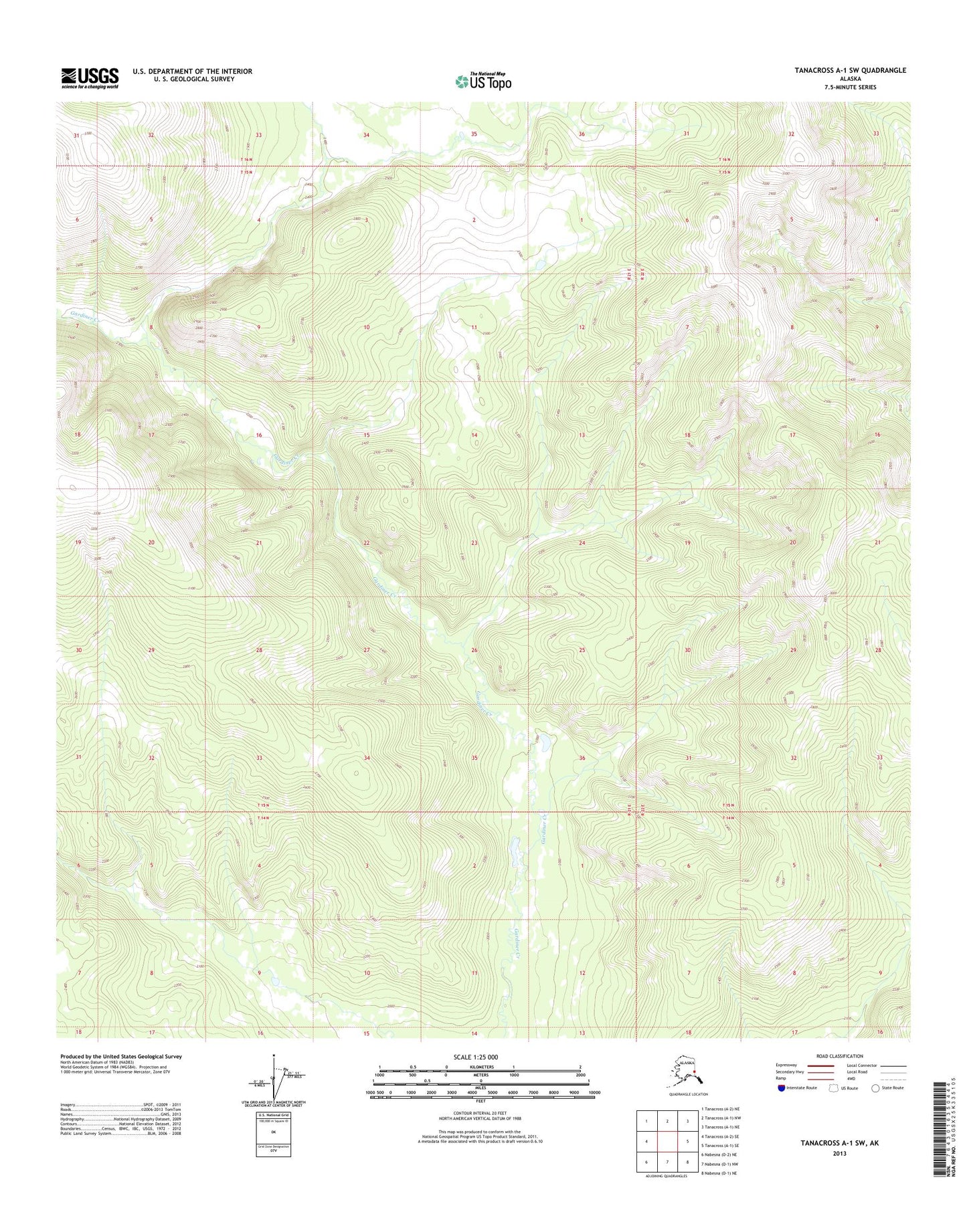 Tanacross A-1 SW Alaska US Topo Map Image
