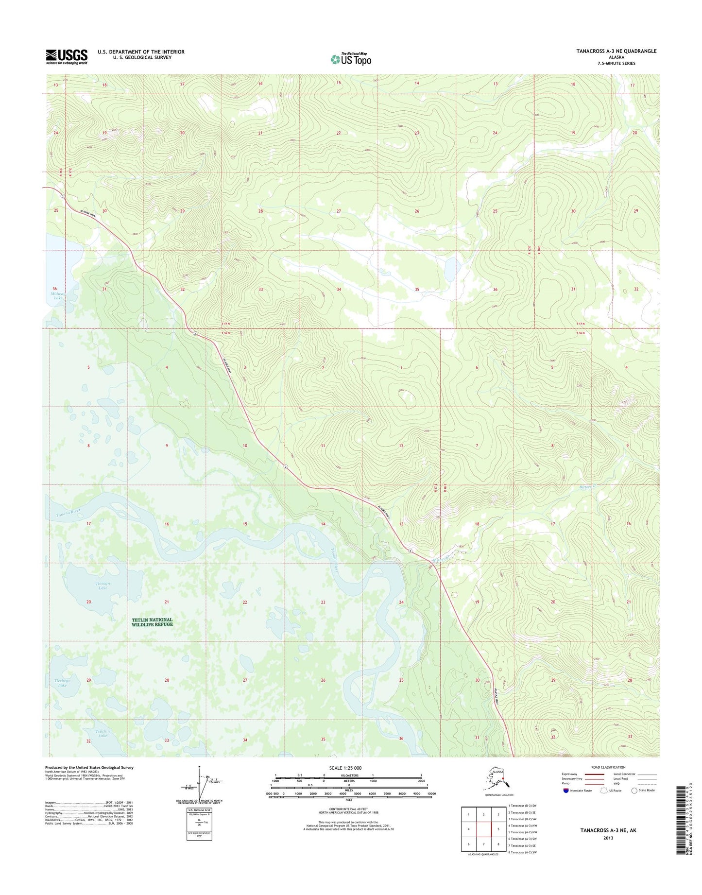 Tanacross A-3 NE Alaska US Topo Map Image